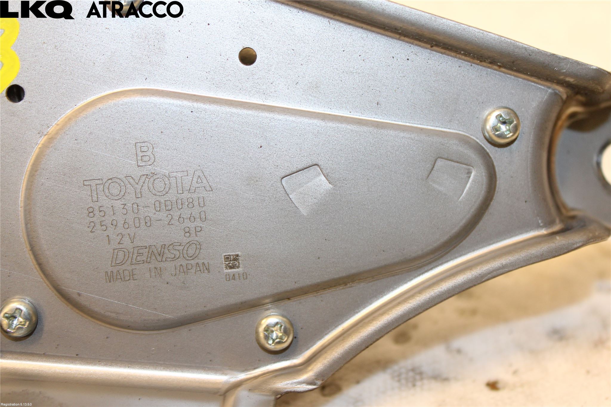 Toyota YARIS XP130 12-14 Torkarmotor Baklucka
