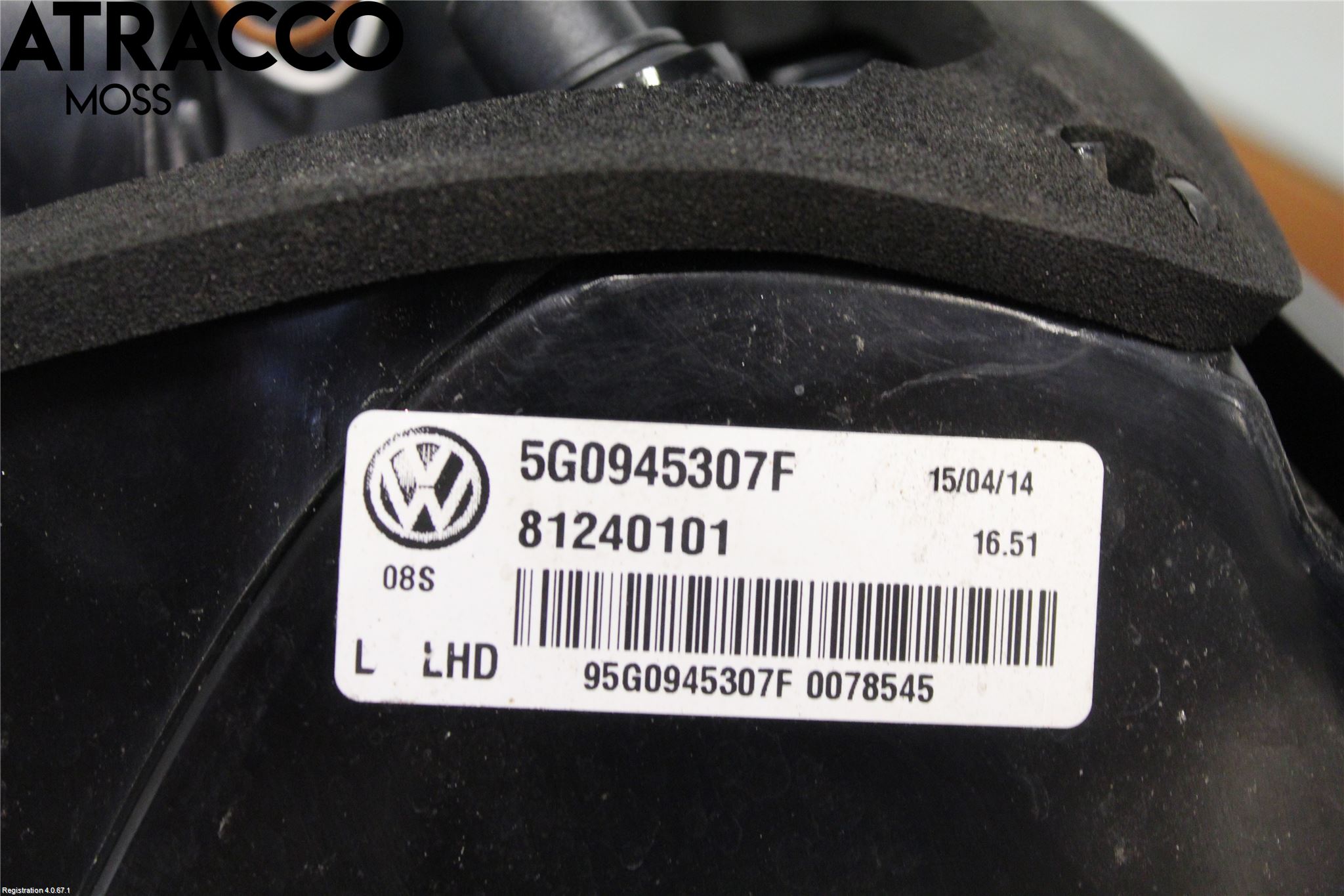 Volkswagen VW GOLF / E-GOLF VII 13-20 Bakljus Lucka Vä