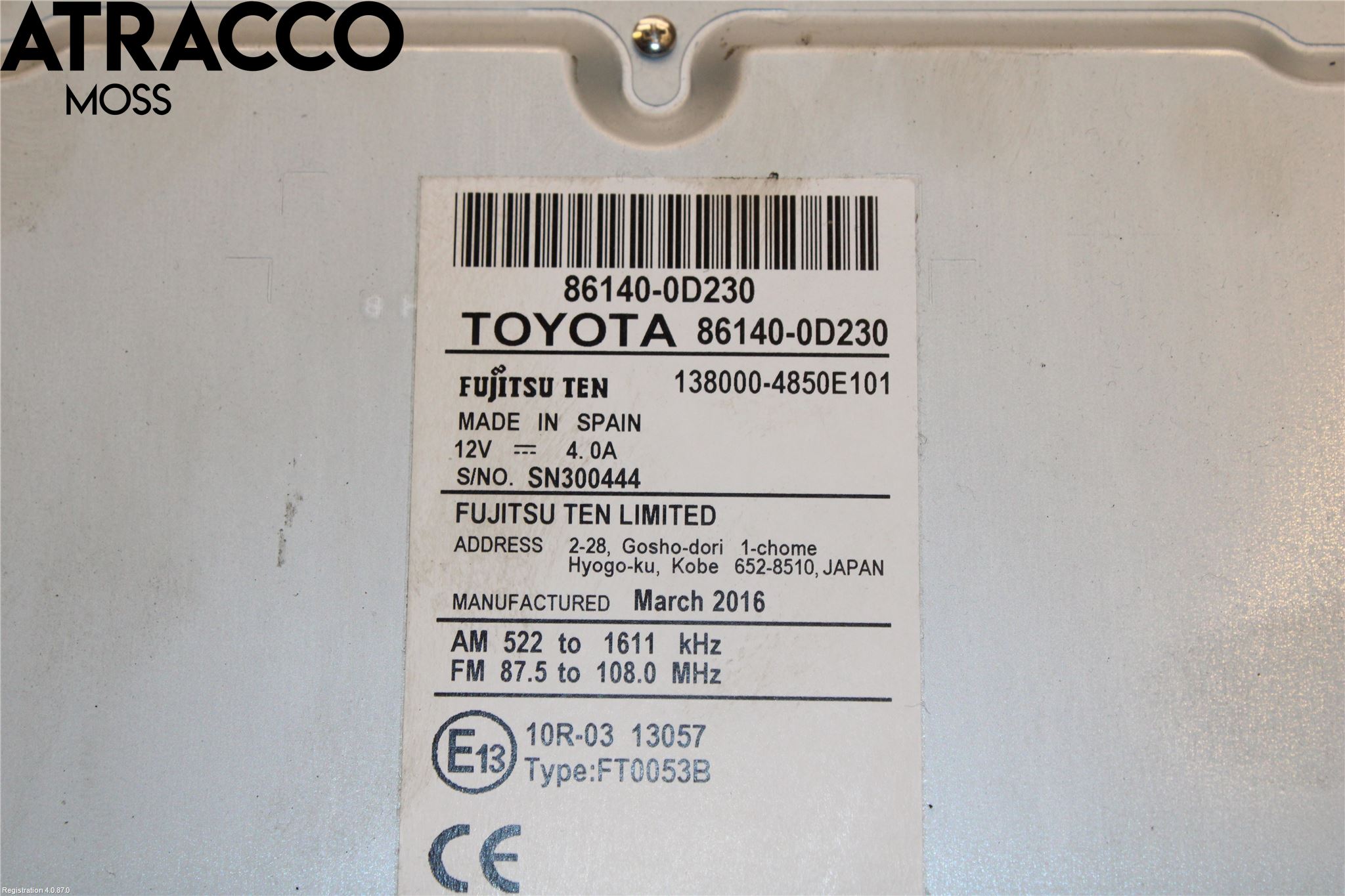 Toyota YARIS XP130 15-20 Radio