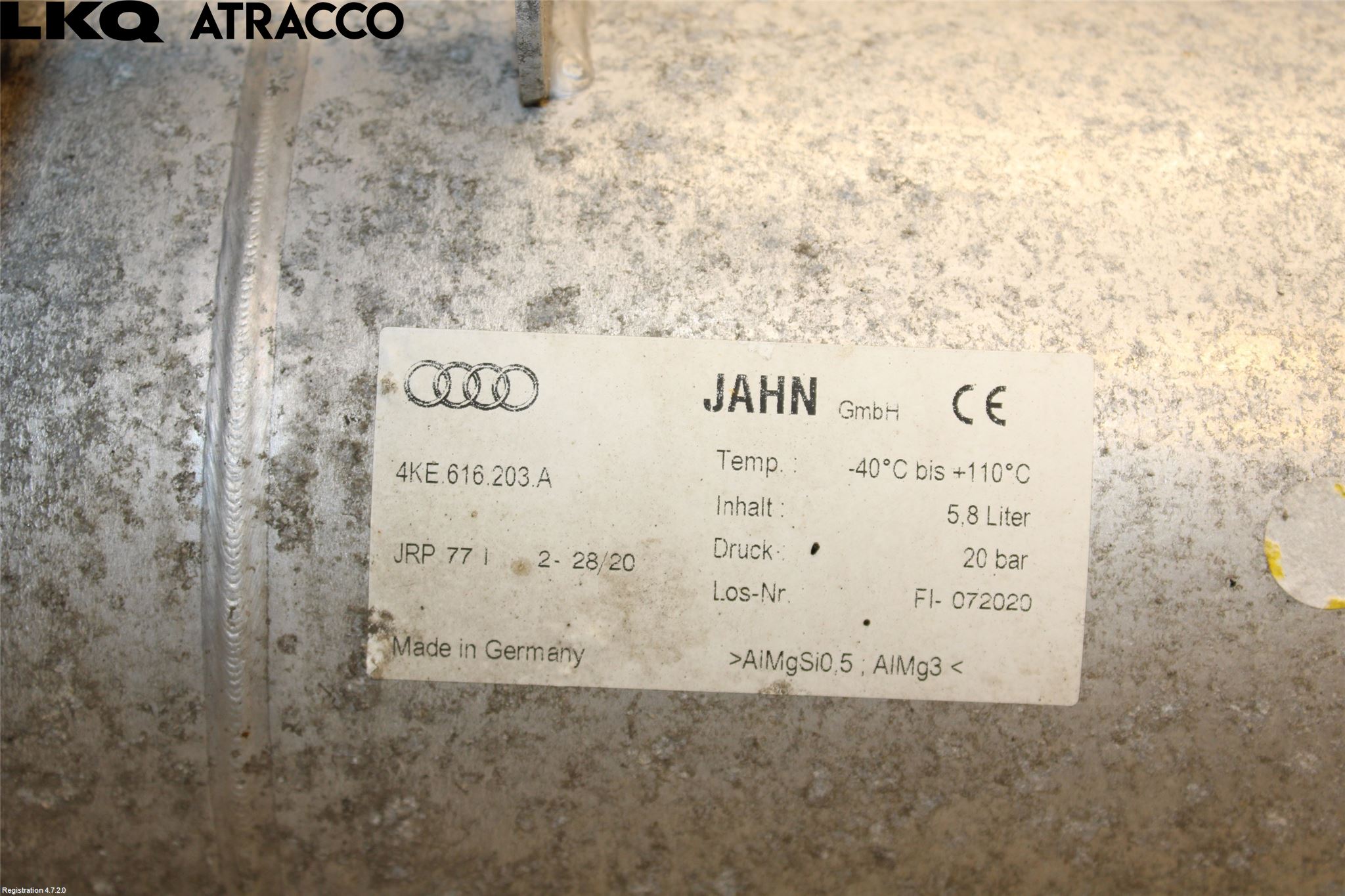 Audi E-TRON, S GE 19- Nivå/Luftförändring Trycktank