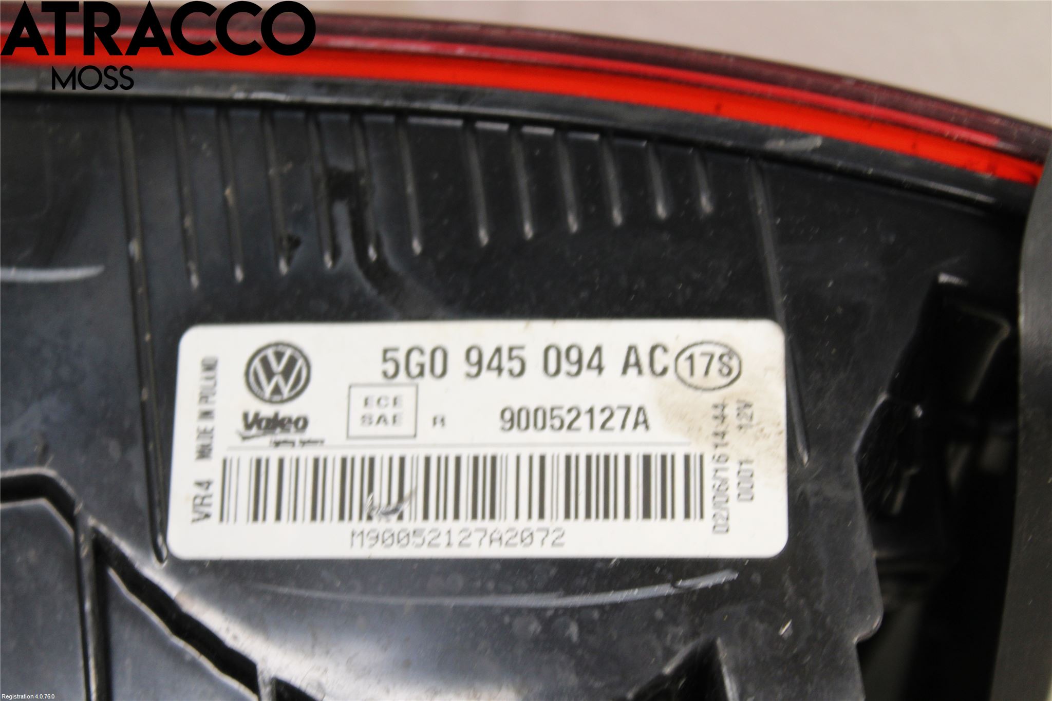 Volkswagen VW GOLF / E-GOLF VII 13-20 Bakljus Lucka Hö