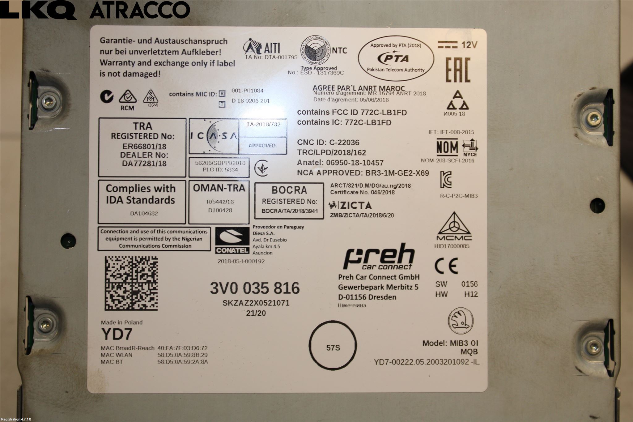 Skoda SUPERB 16-24 Cd Radio - Multimediapanel