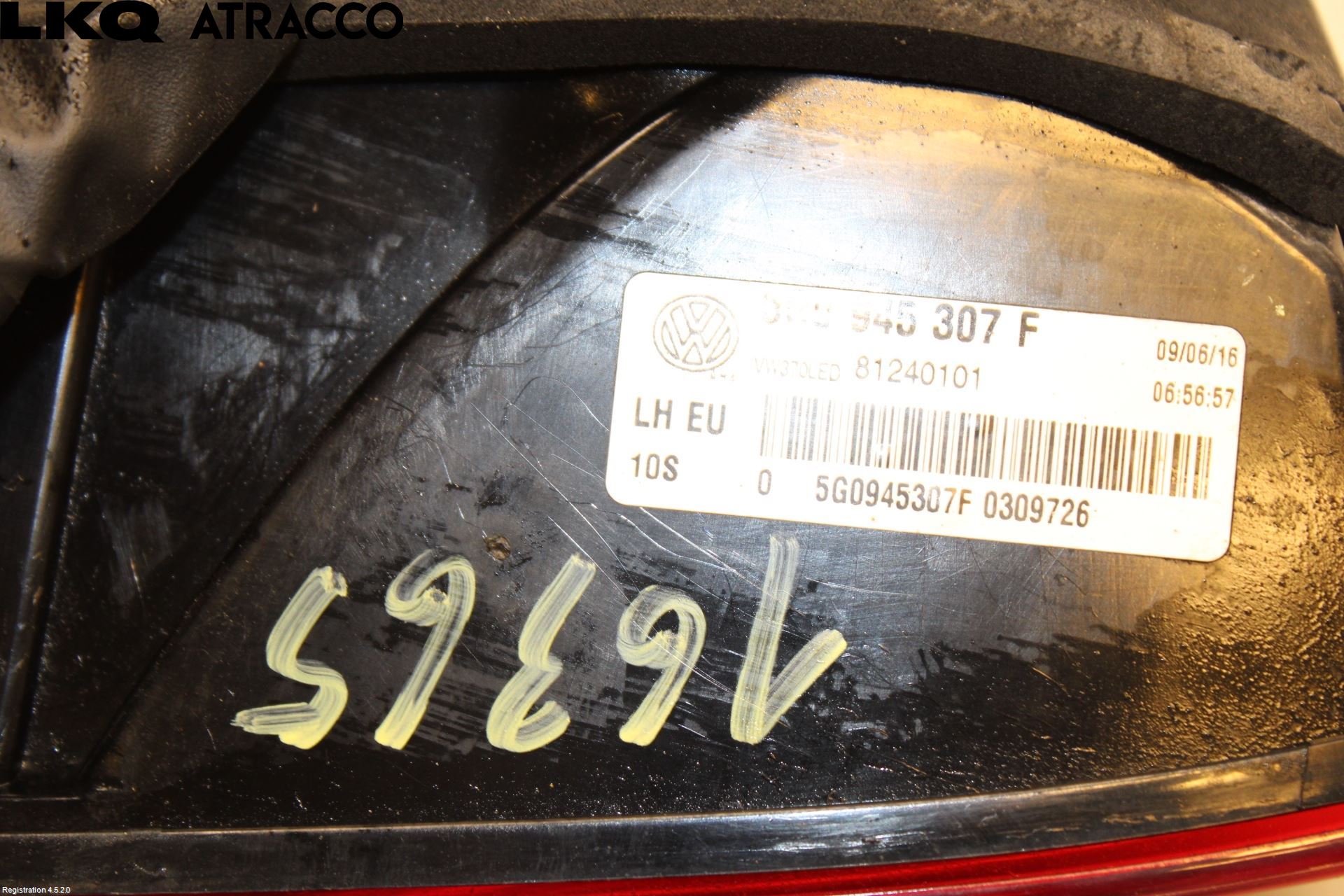 Volkswagen VW GOLF / E-GOLF VII 13-20 Bakljus Lucka Vä