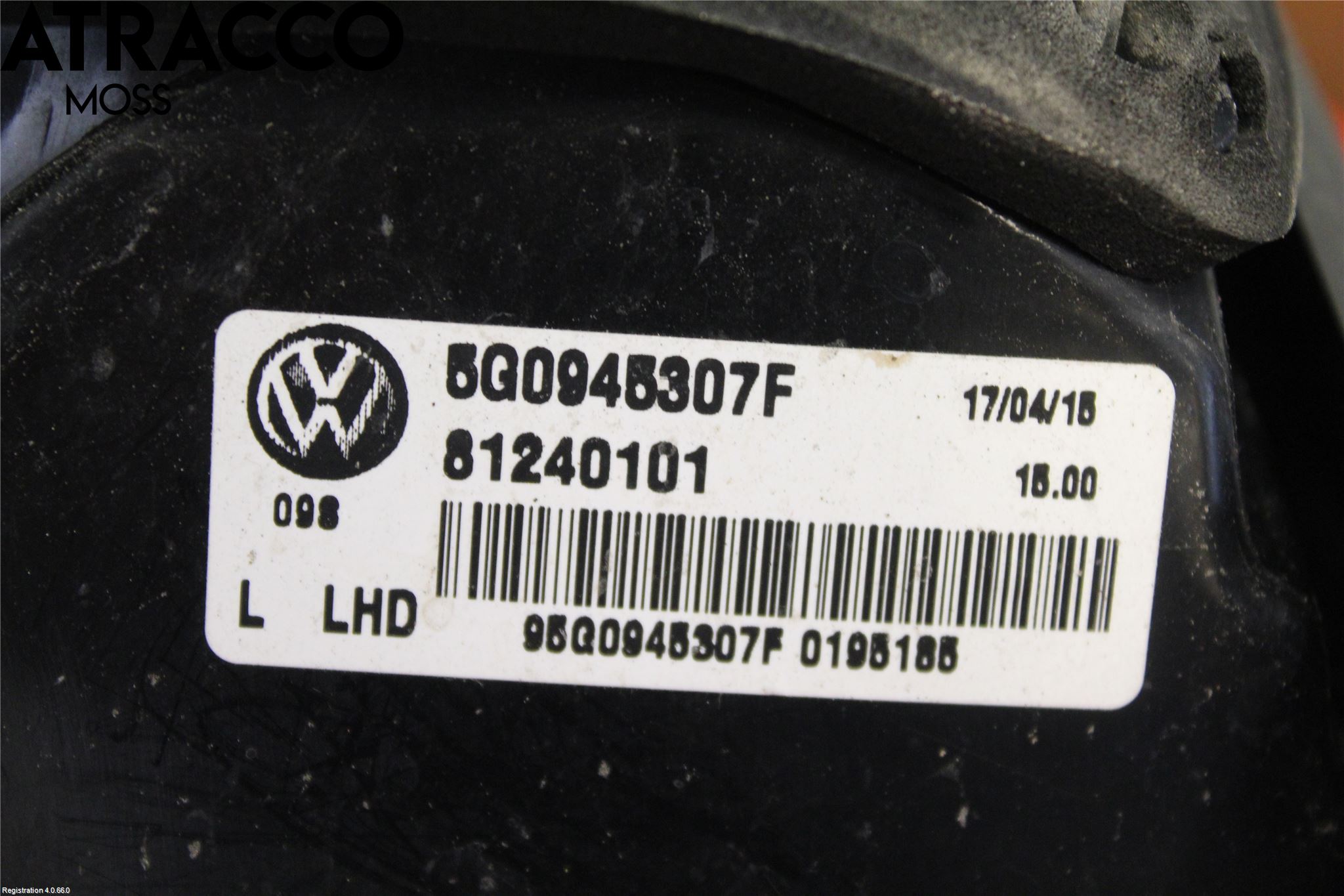 Volkswagen VW GOLF / E-GOLF VII 13-20 Bakljus Lucka Vä