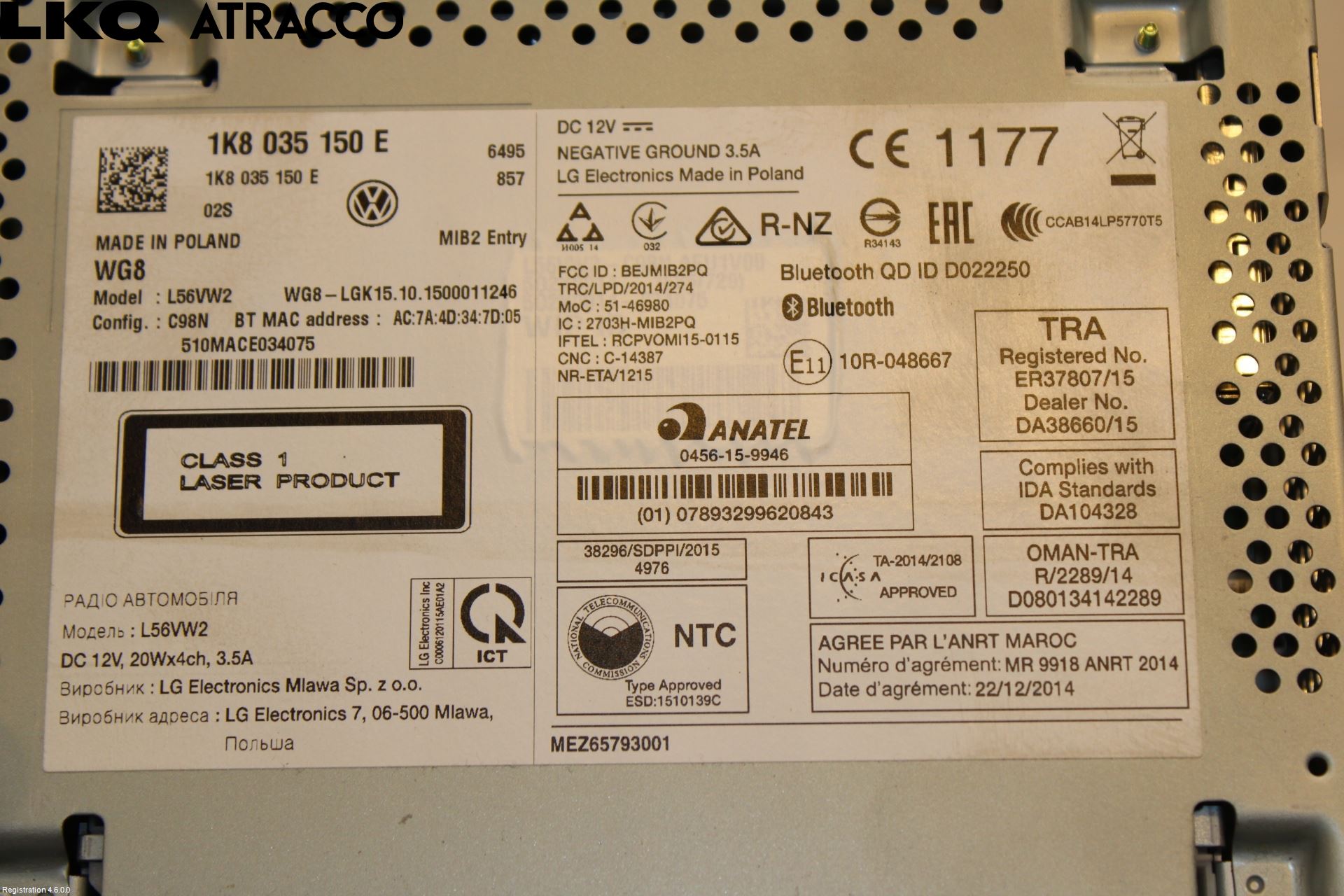 Volkswagen VW TRANSP/CARAVELLE (T6) 16-22 Cd Radio - Multimediapanel