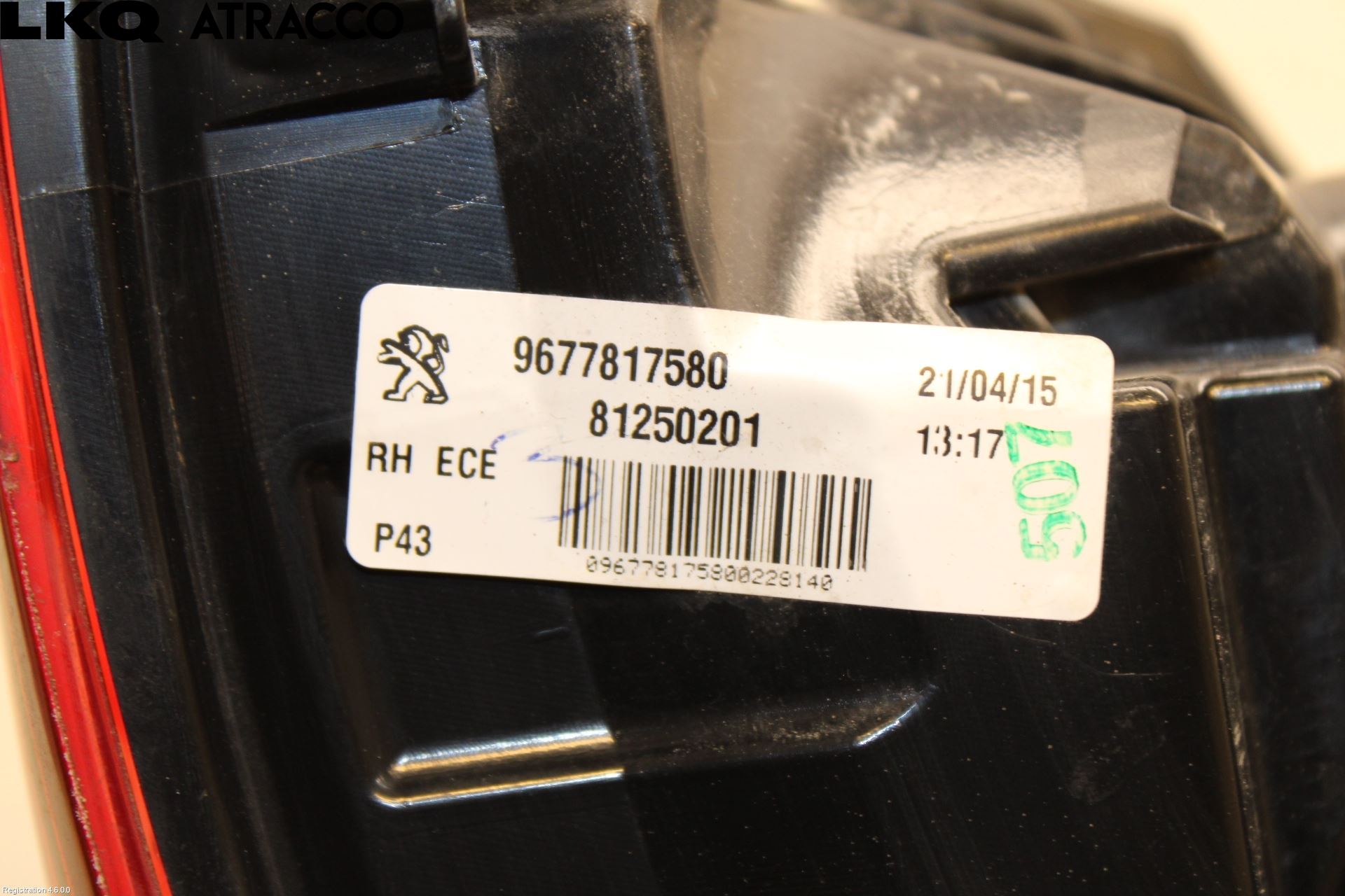 Peugeot 308 14-21 Bakljus Höger