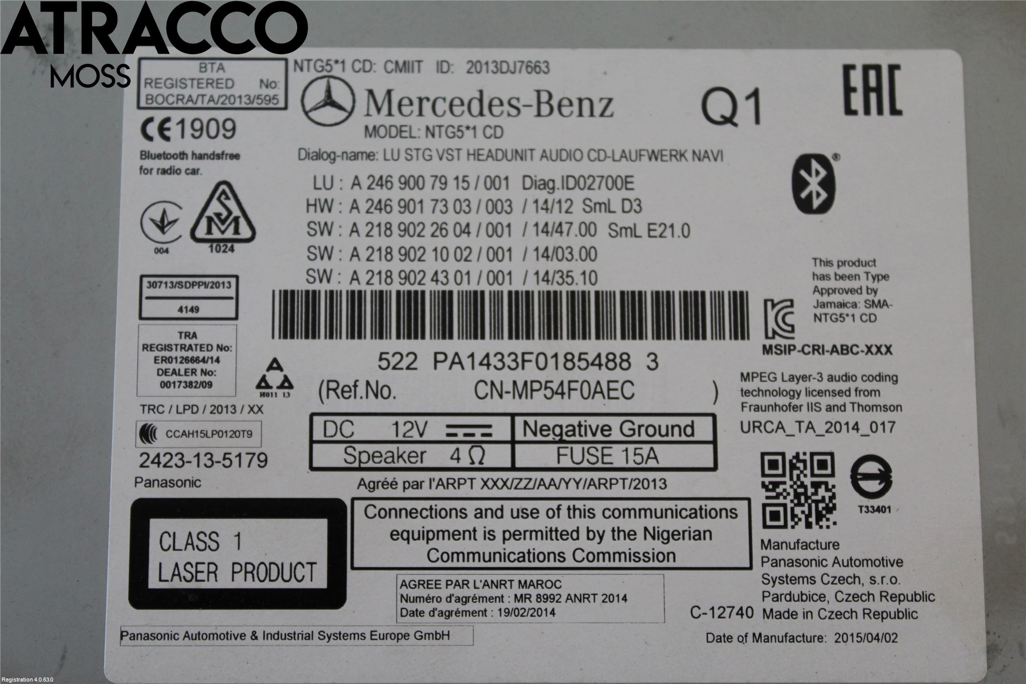 Mercedes-Benz MB B-KLASS (W246/W242) 12-19 Cd Radio - Multimediapanel