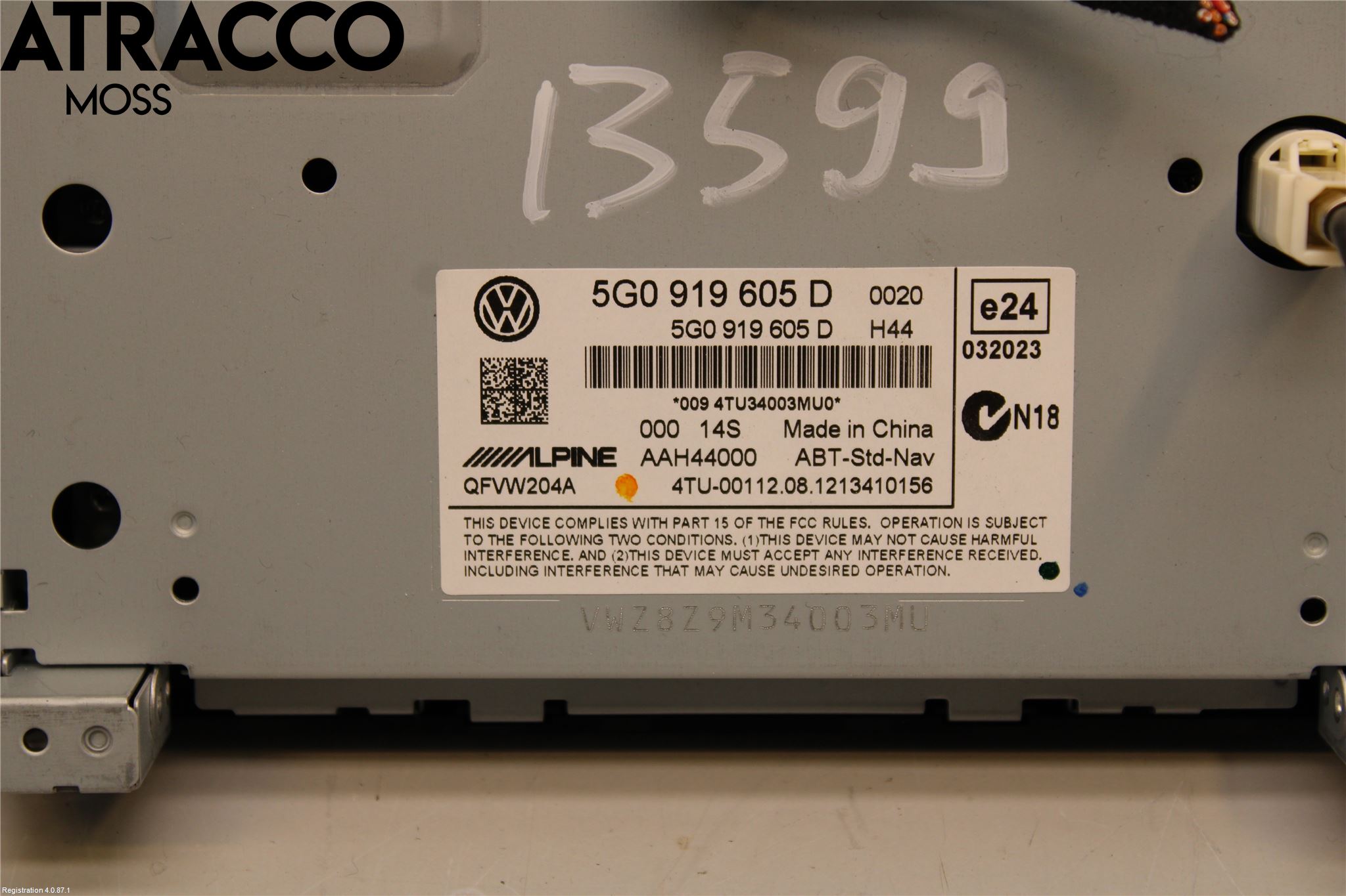 Volkswagen VW GOLF / E-GOLF VII 13-20 Multifunktionsdisplay