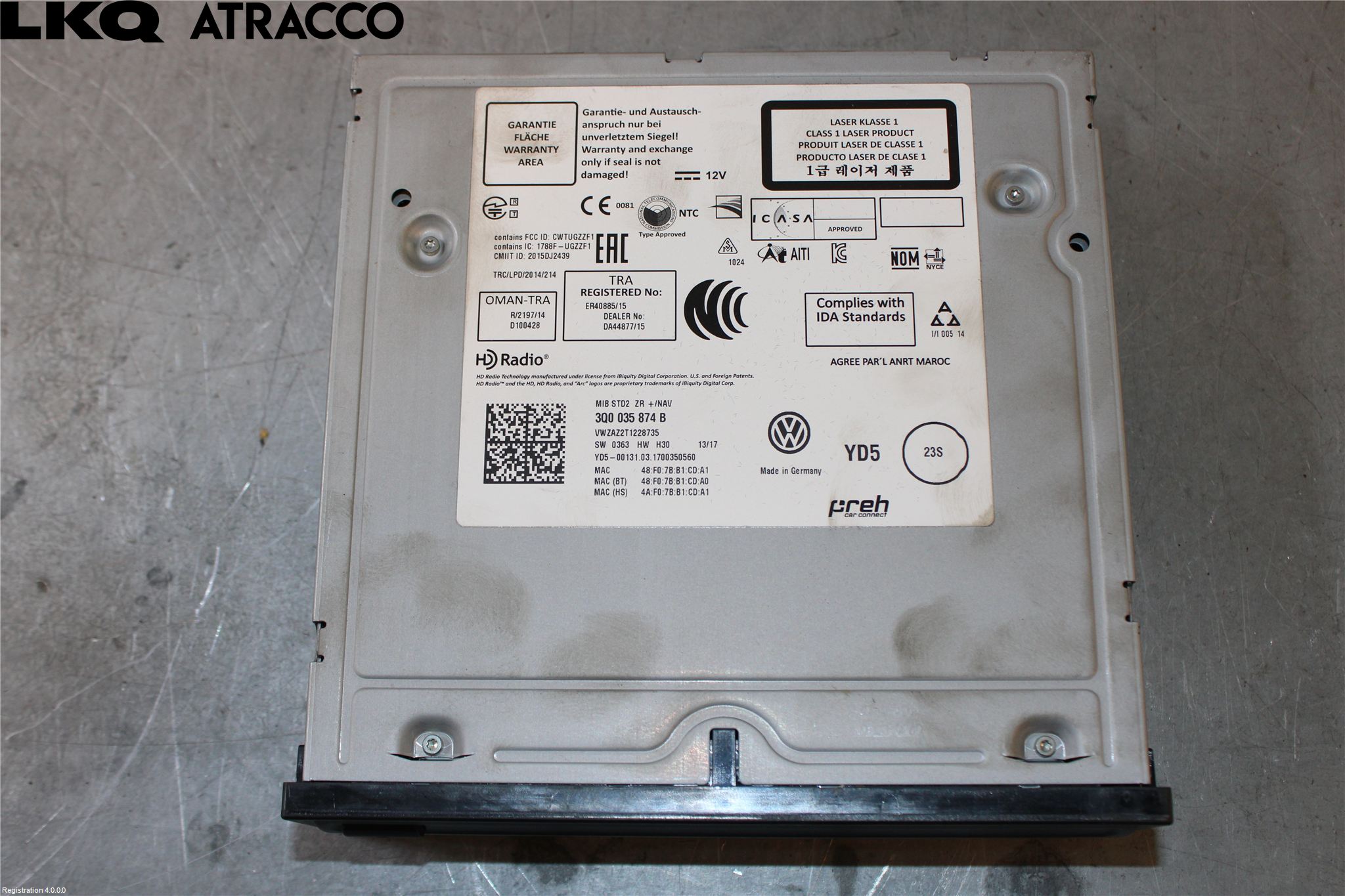 Volkswagen VW GOLF / E-GOLF VII 13-20 Radio Övrigt