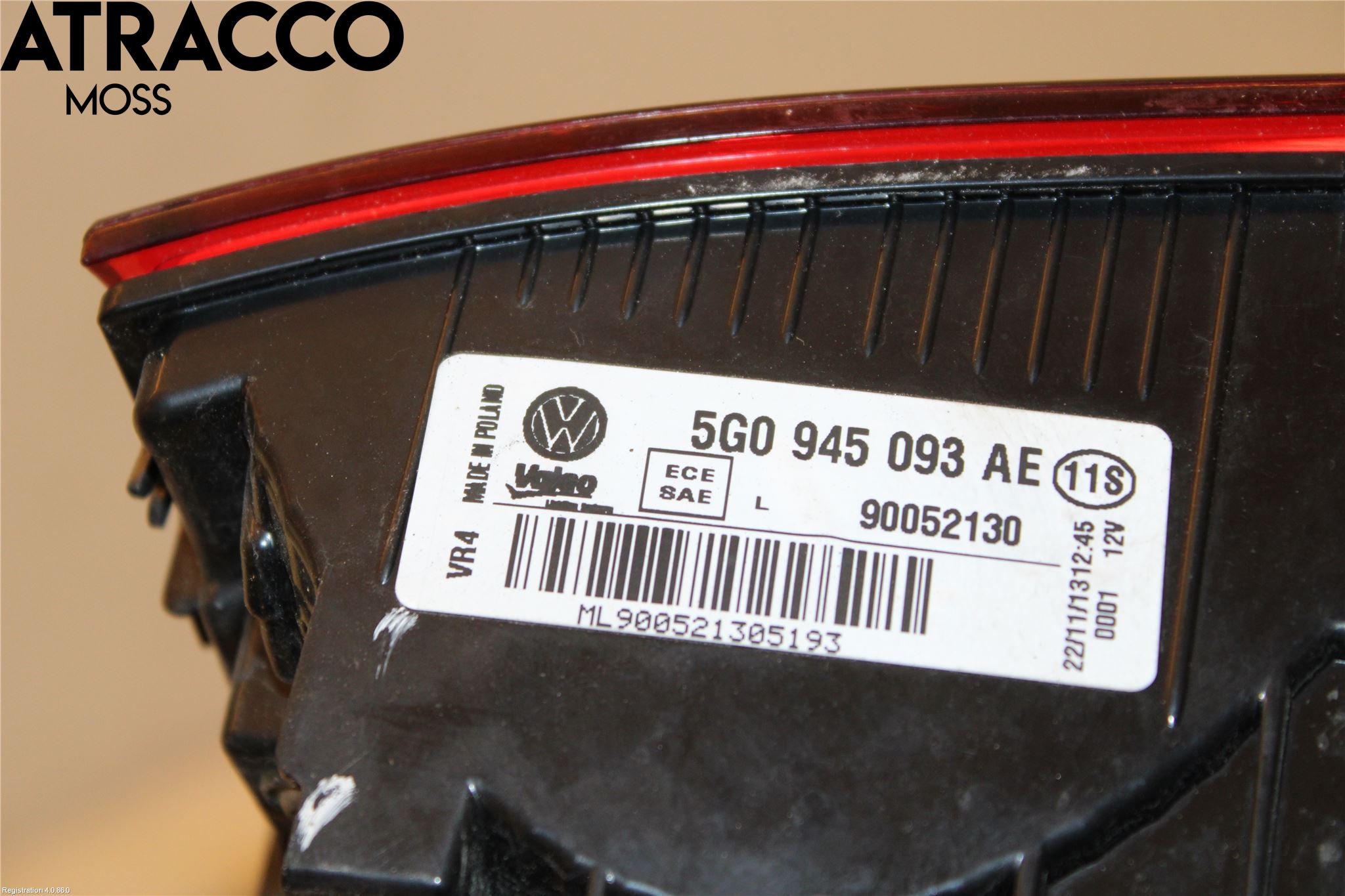 Volkswagen VW GOLF / E-GOLF VII 13-20 Bakljus Lucka Vä