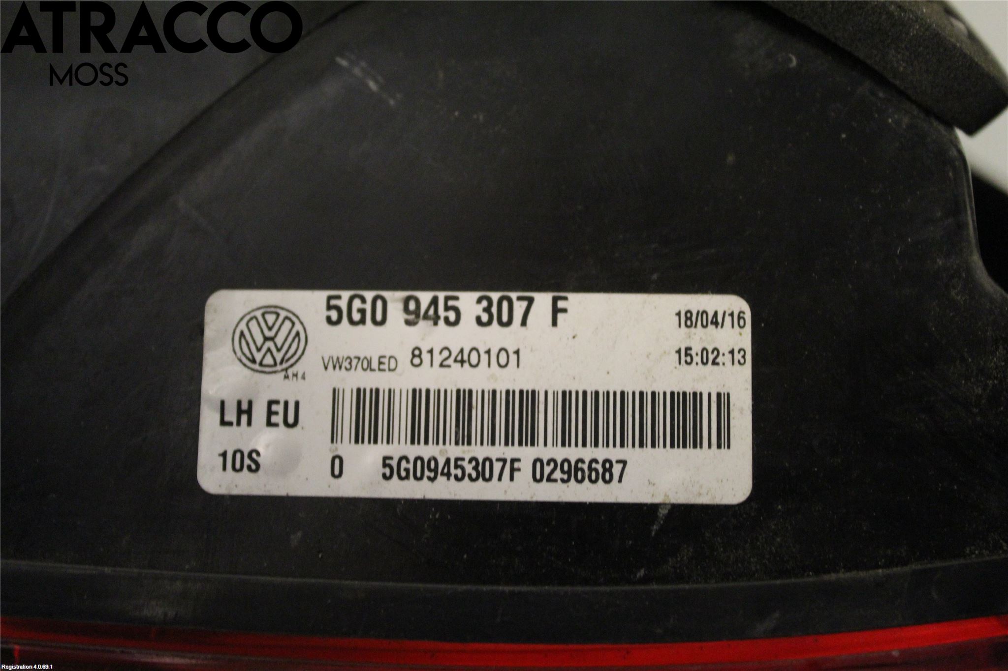 Volkswagen VW GOLF / E-GOLF VII 13-20 Bakljus Lucka Vä