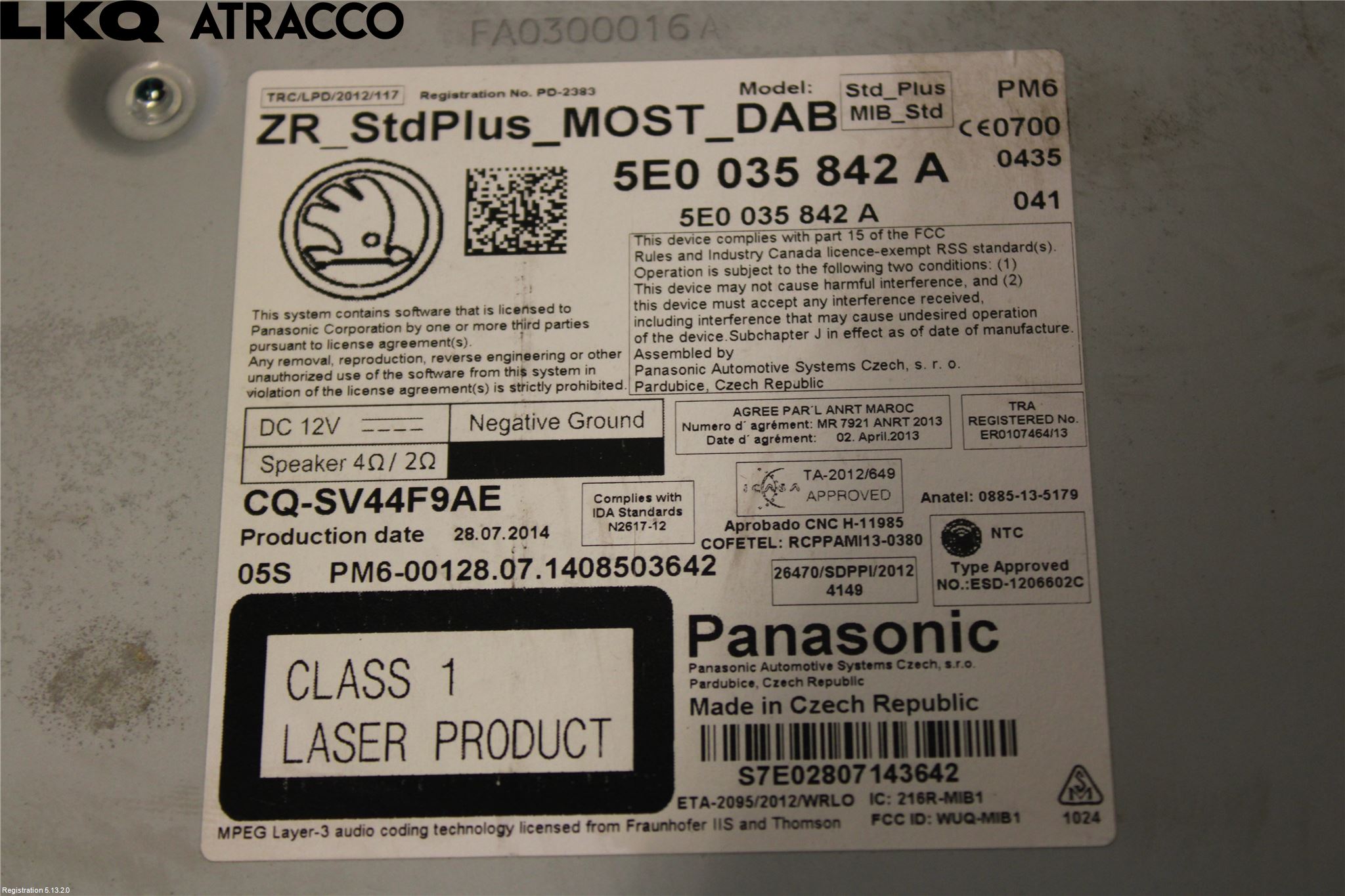 Skoda OCTAVIA (5E) 13-20 Cd Radio - Multimediapanel