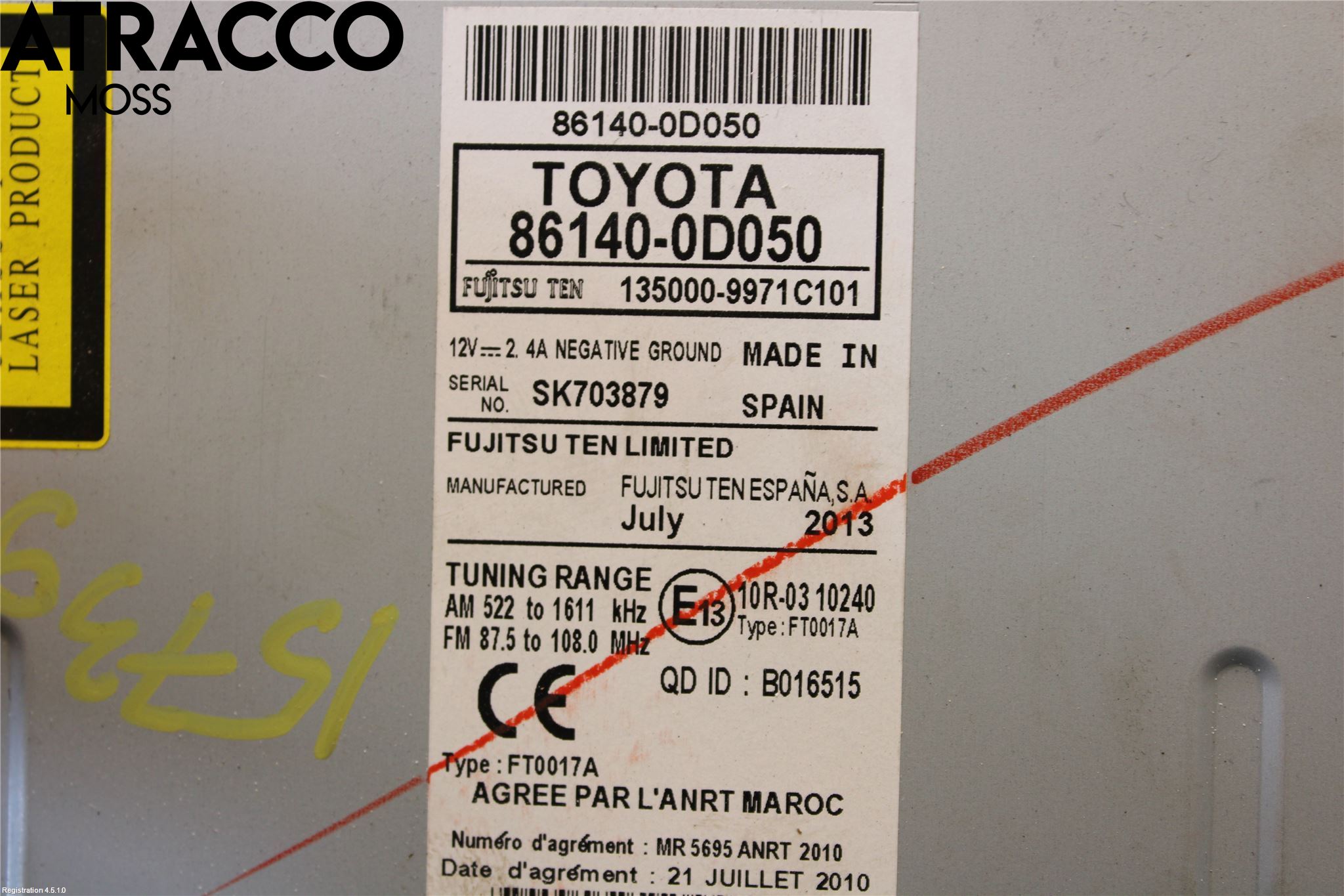 Toyota YARIS XP130 12-14 Cd Radio - Multimediapanel
