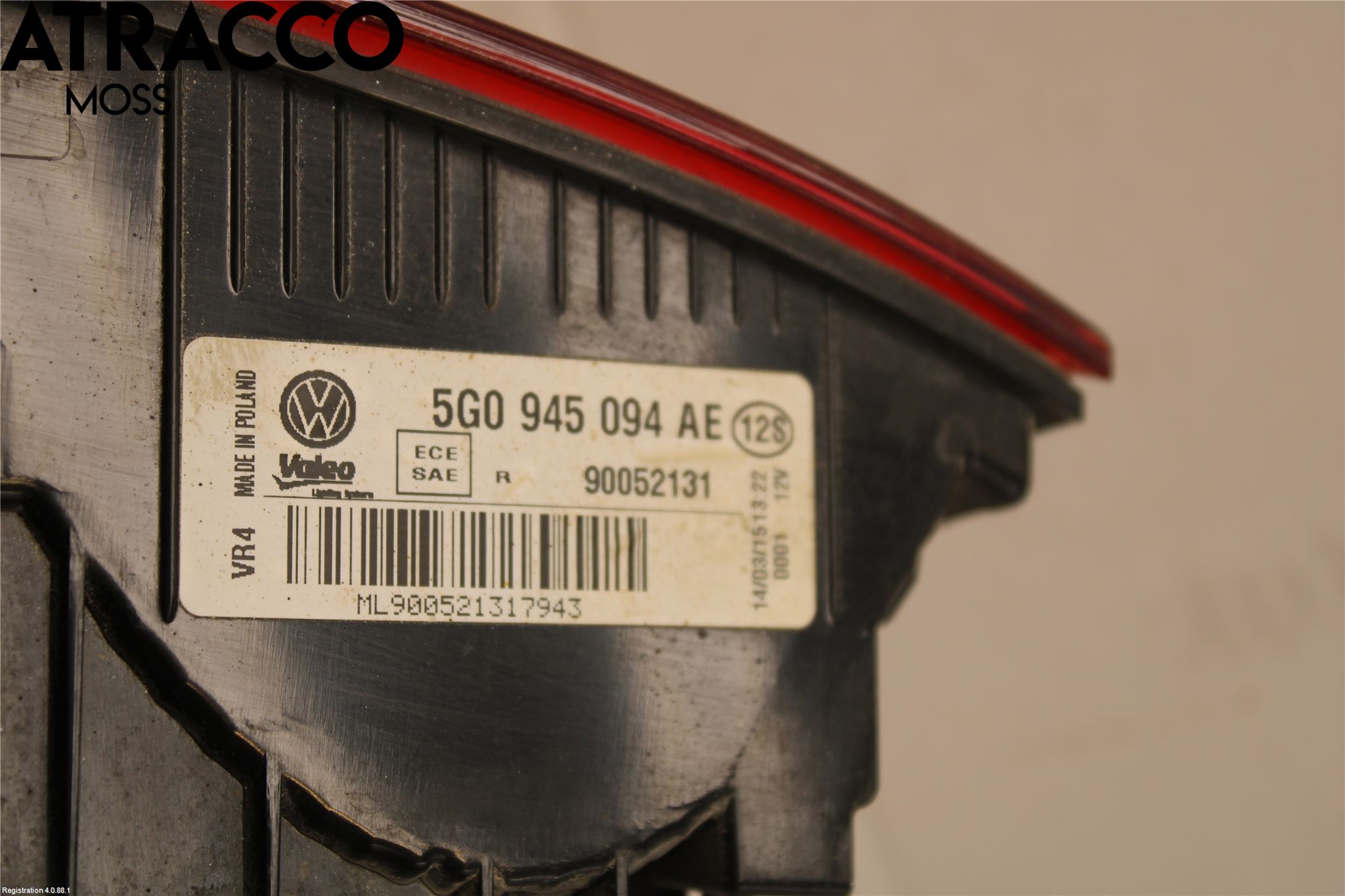 Volkswagen VW GOLF / E-GOLF VII 13-20 Bakljus Lucka Hö