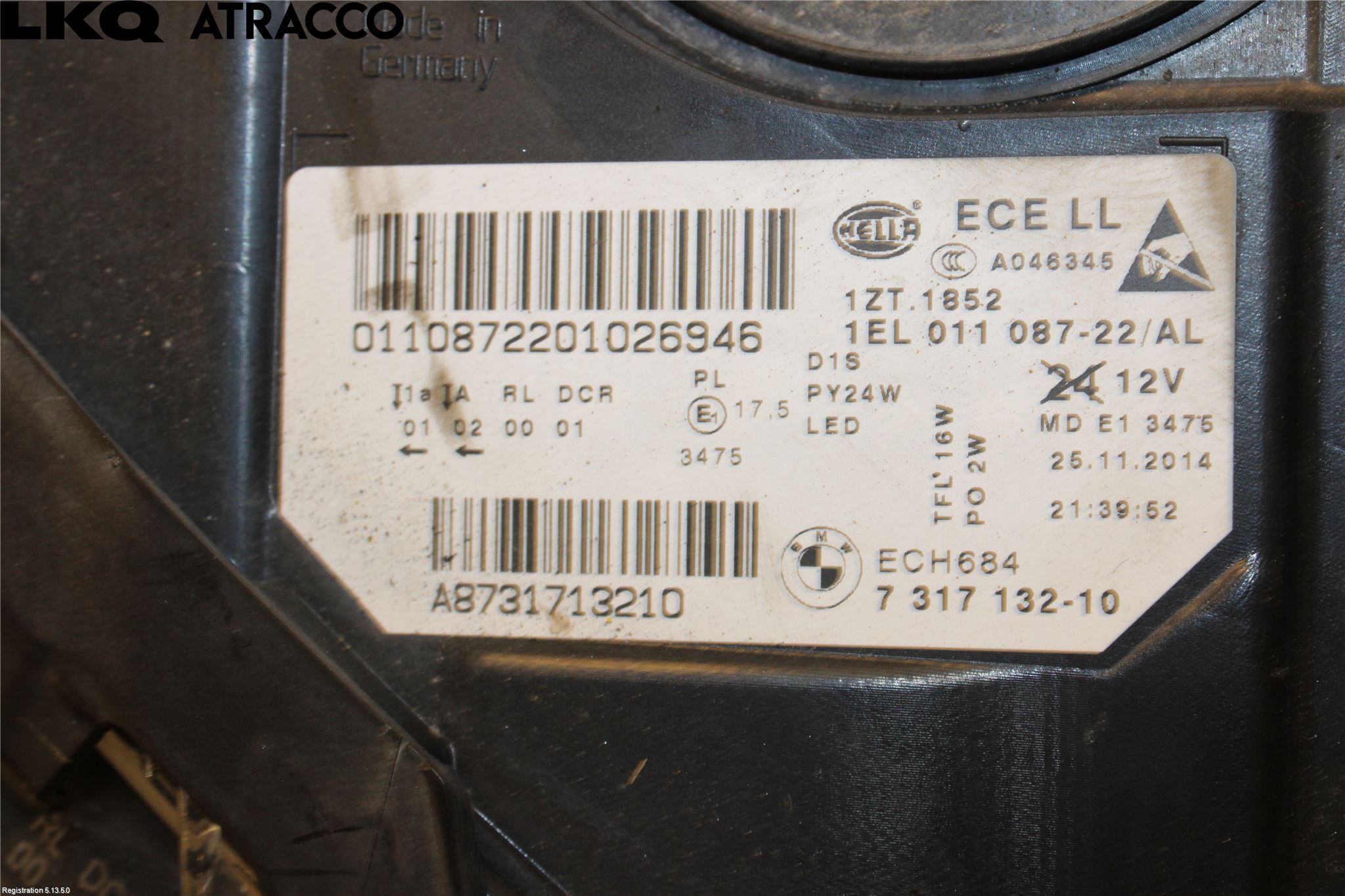 BMW 5 F10/F11/F18 09-17 Strålkastare Höger