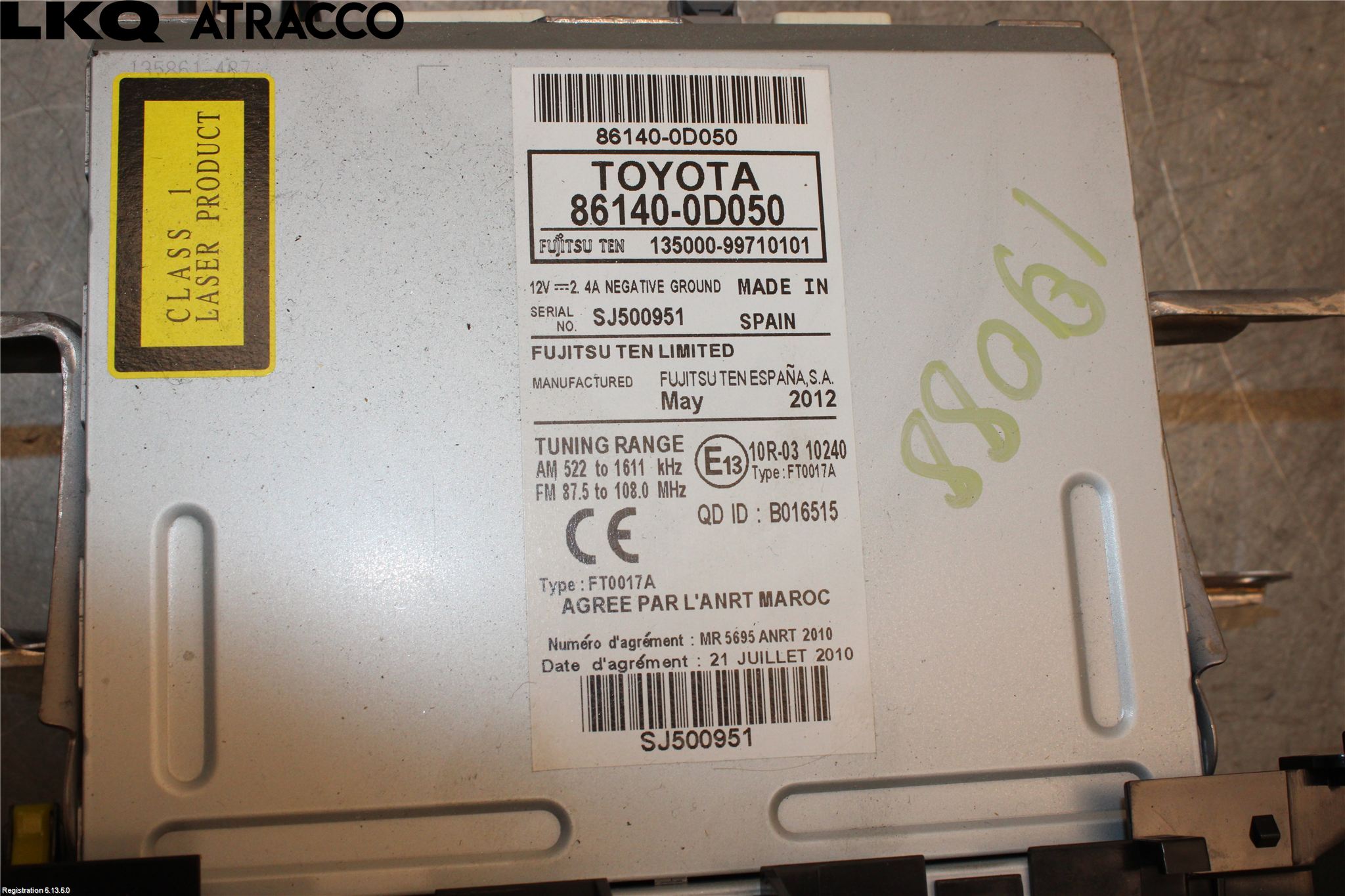 Toyota YARIS XP130 12-14 Multifunktionsdisplay