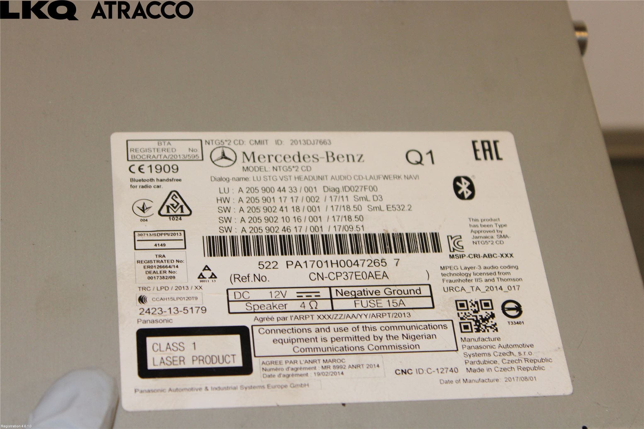 Mercedes-Benz MB C-KLASS (W205) 14-21 Cd Radio - Multimediapanel