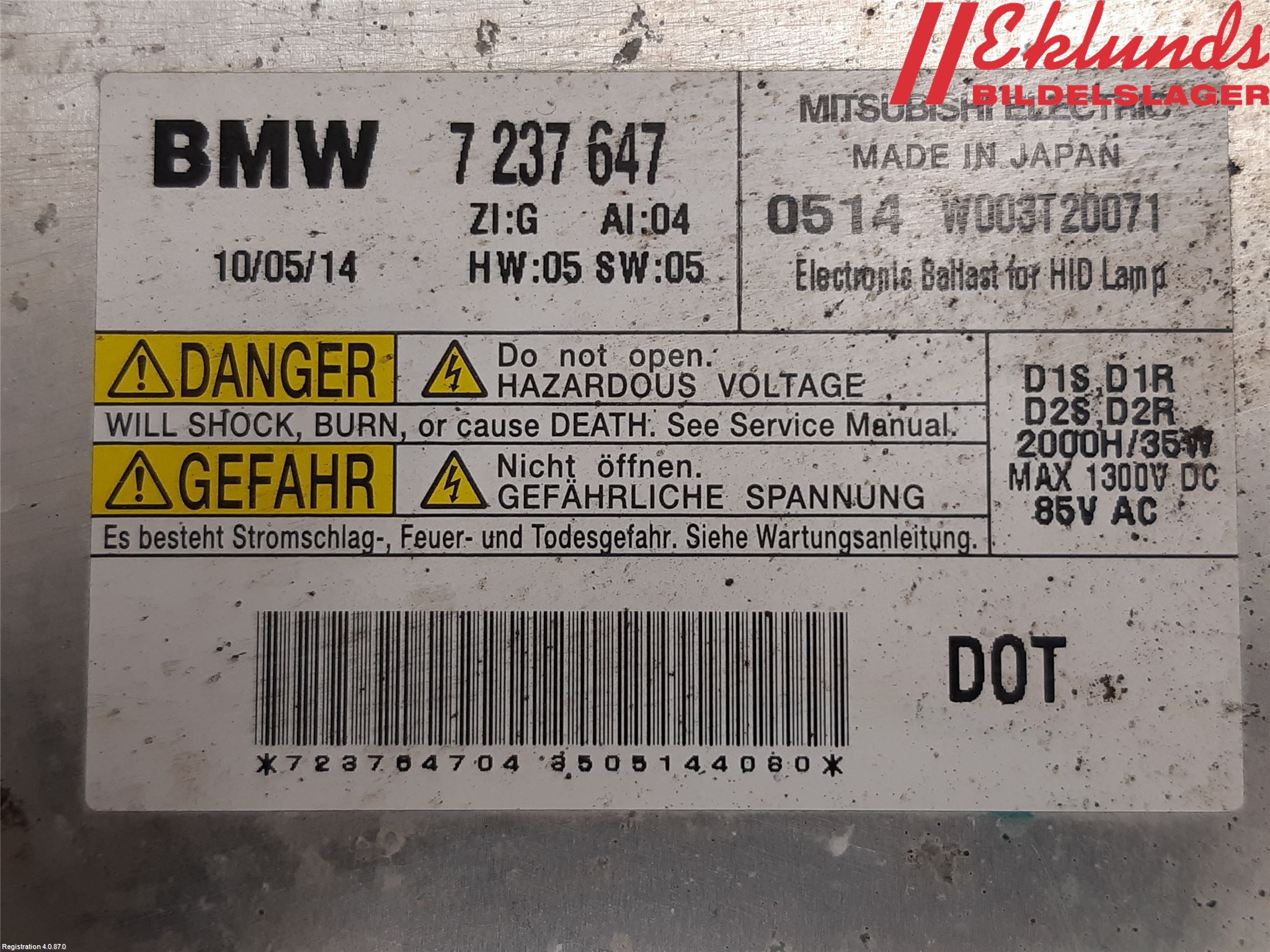 BMW X1 E84 10-15 Styrenhet Strålkastare