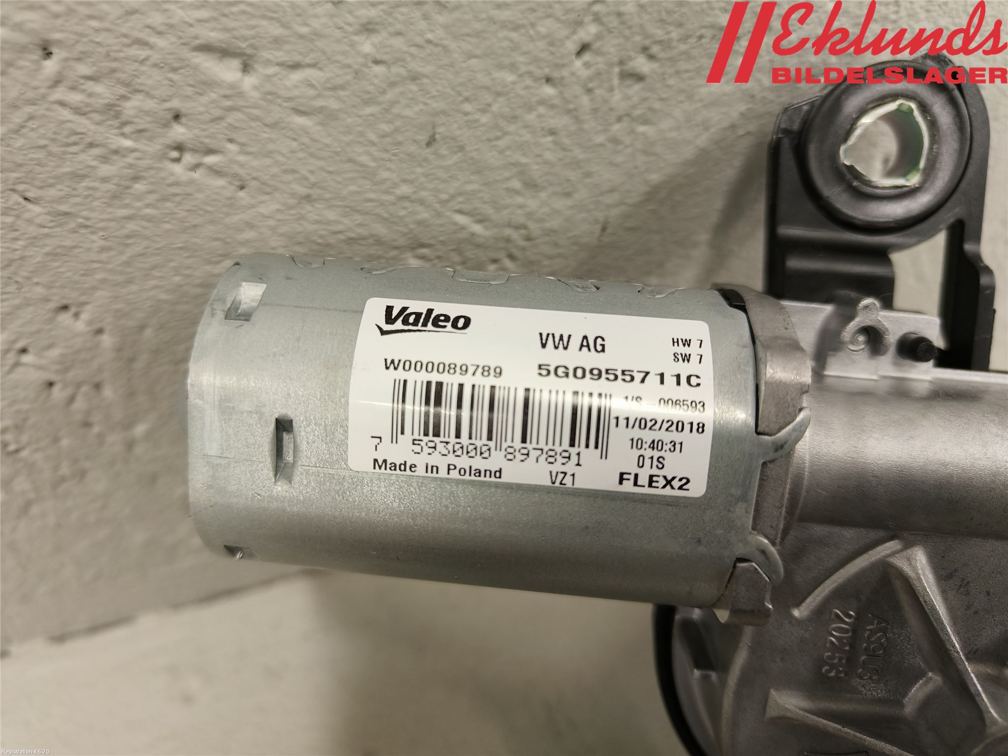 Volkswagen VW GOLF / E-GOLF VII 13-20 Torkarmotor Baklucka