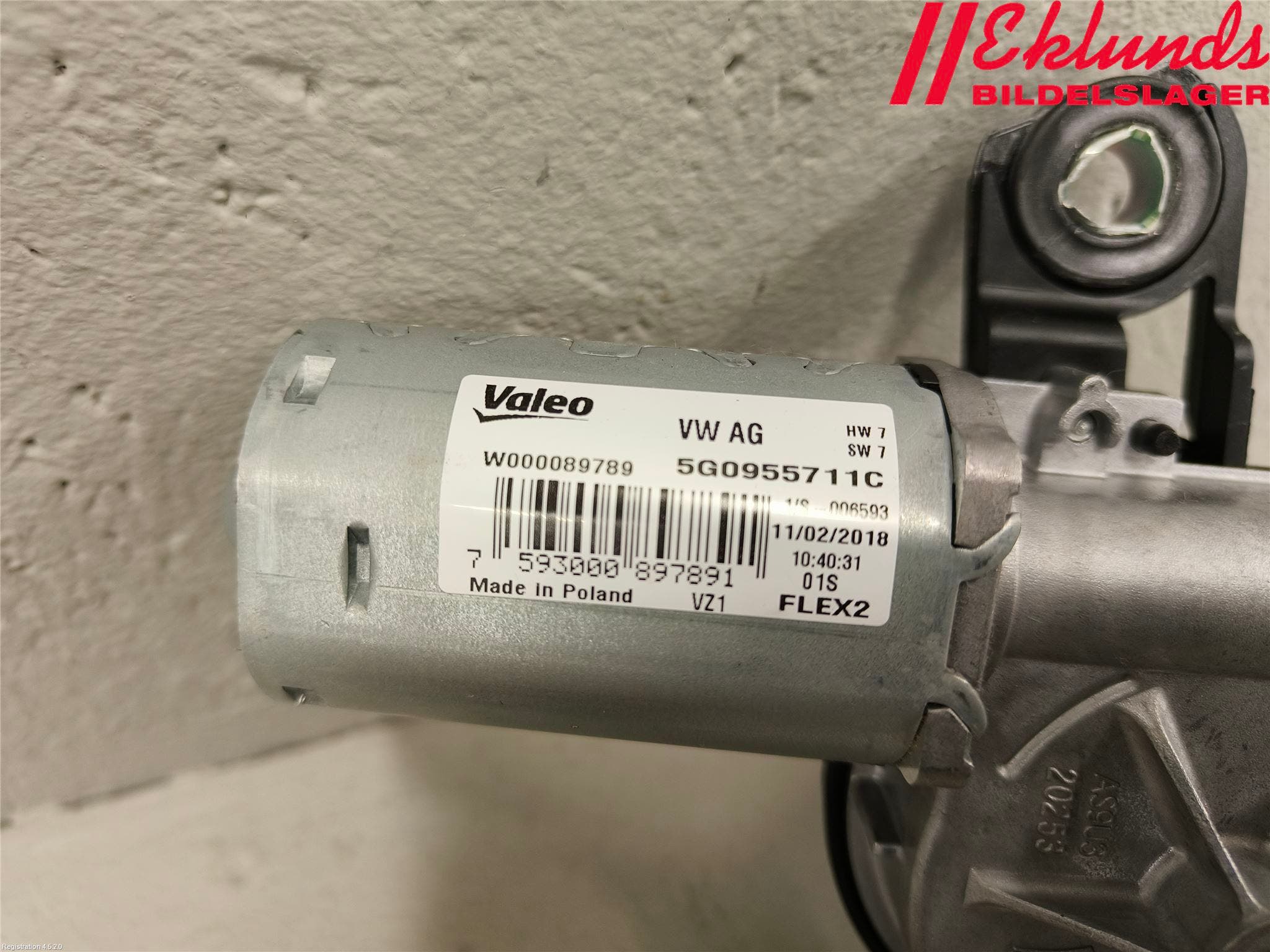 Volkswagen VW GOLF / E-GOLF VII 13-20 Torkarmotor Baklucka