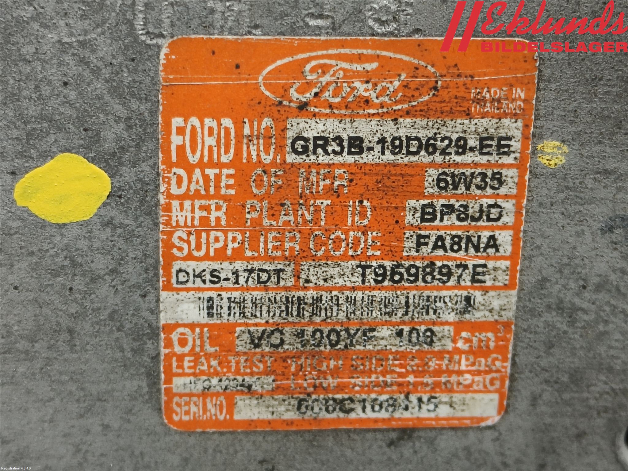 Ford MUSTANG VI 15-22 Ac Kompressor