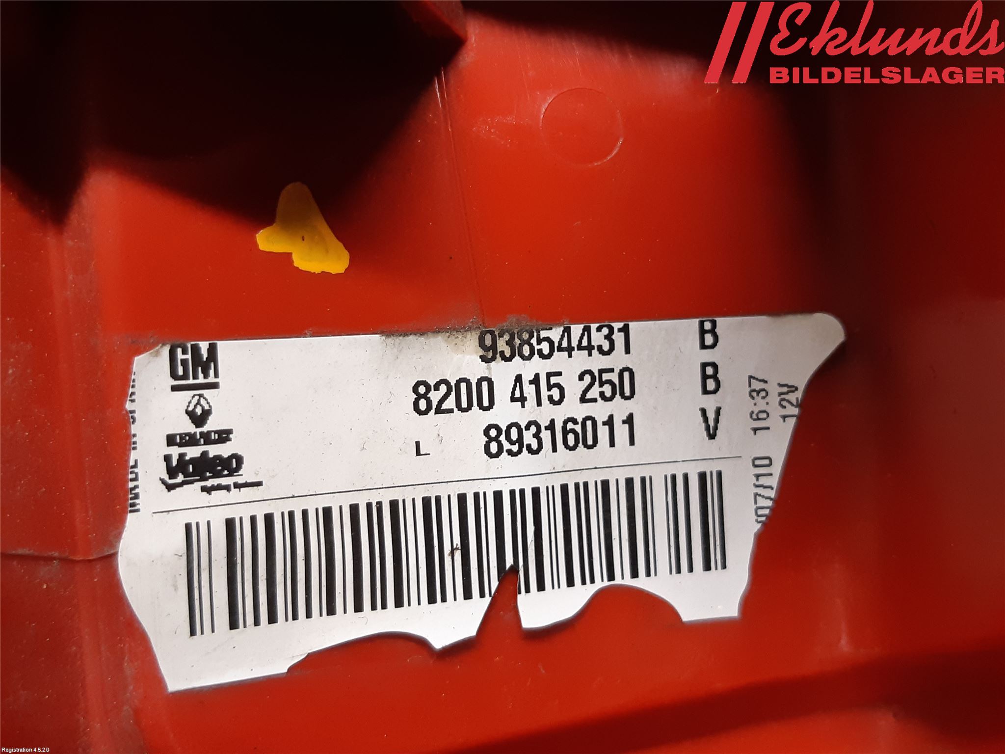 Opel VIVARO 01-14 Bakljus Vänster