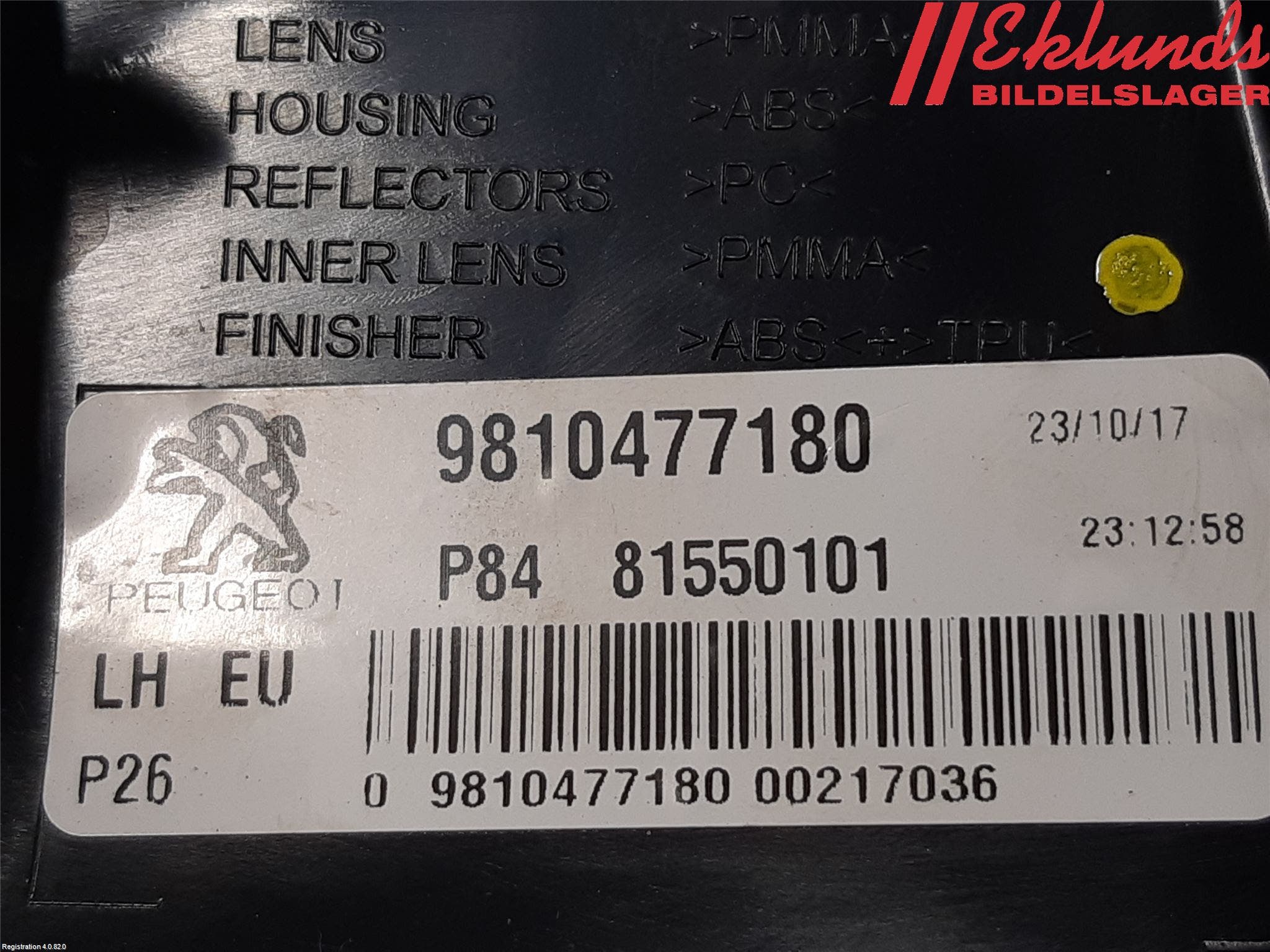 Peugeot 3008 17-24 Bakljus Vänster