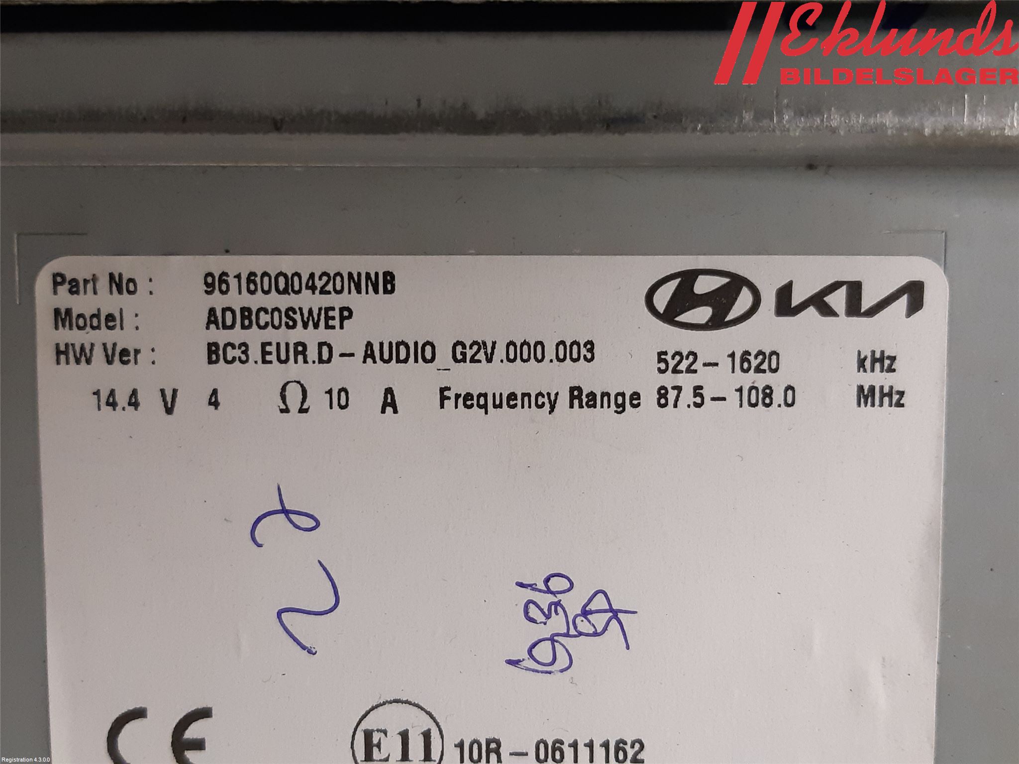 Hyundai i20 BC 21- Cd Radio - Multimediapanel