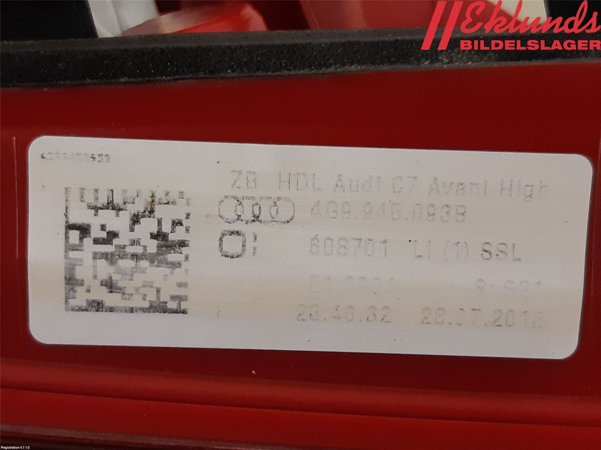 Audi A6/S6 4G 11-18 Bakljus Lucka Vä