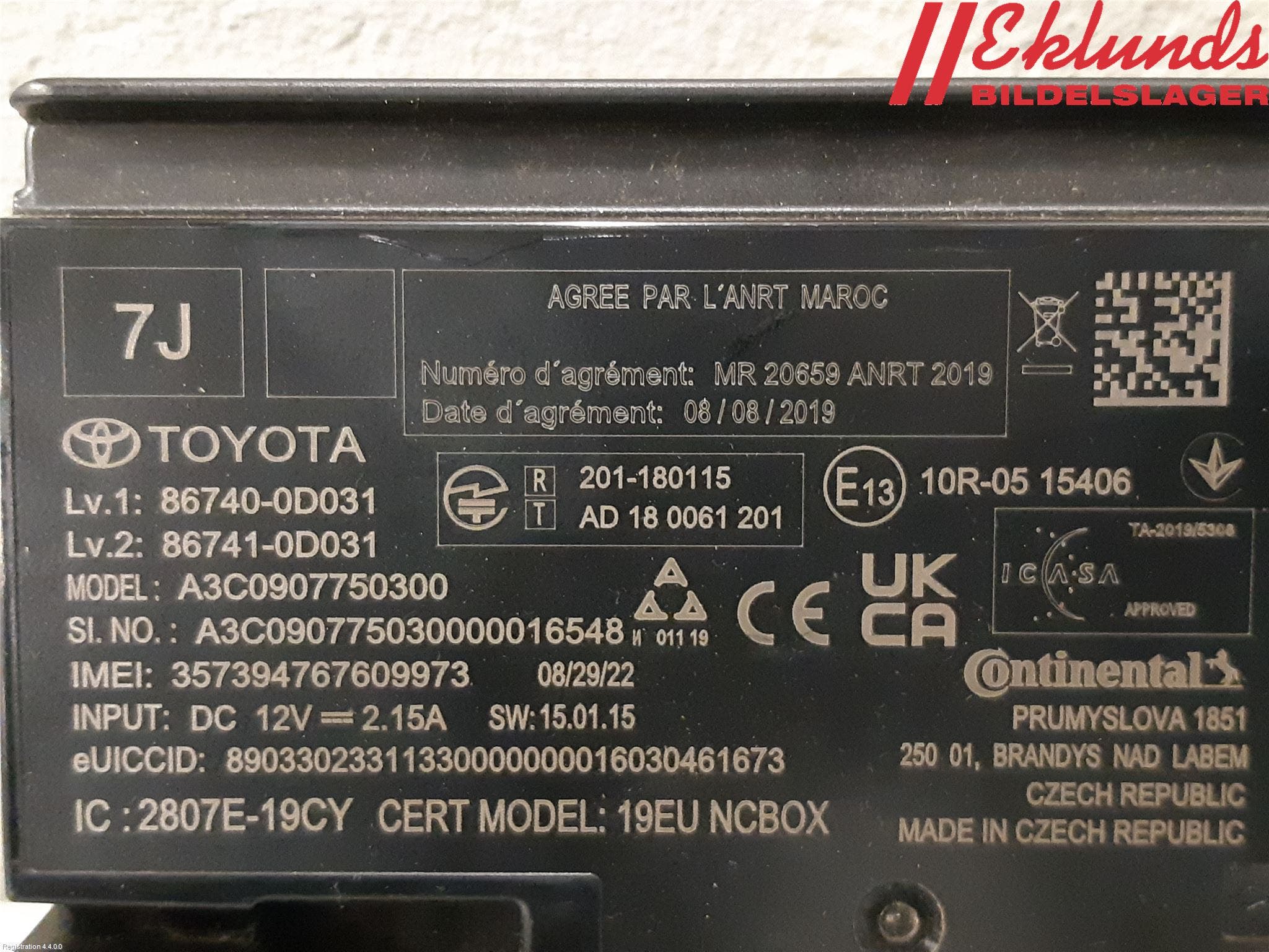 Toyota YARIS XP21 20- Styrenhet Övrigt