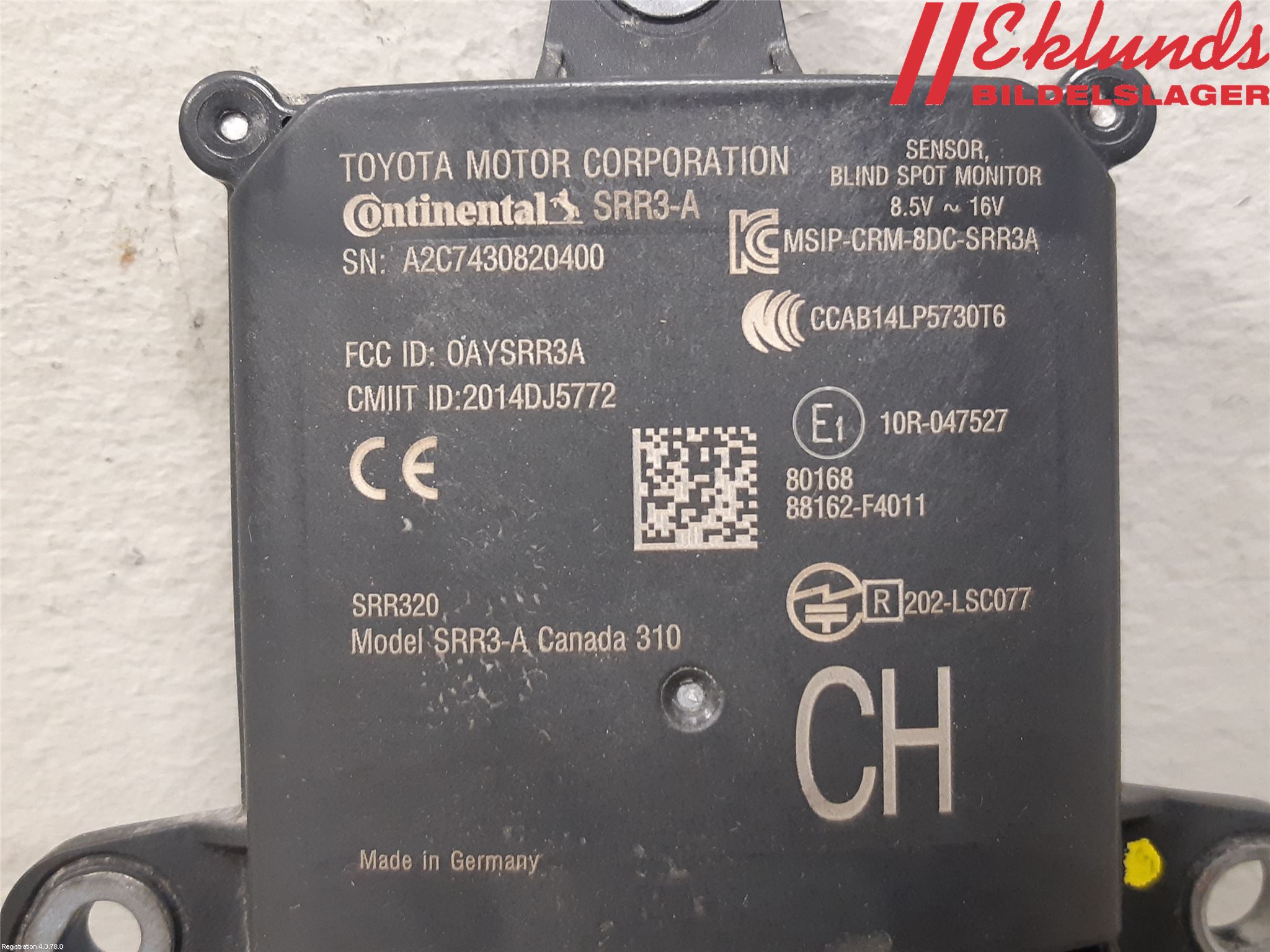 Toyota C-HR 16-23 Sensor Aktivt Kollisionsskydd
