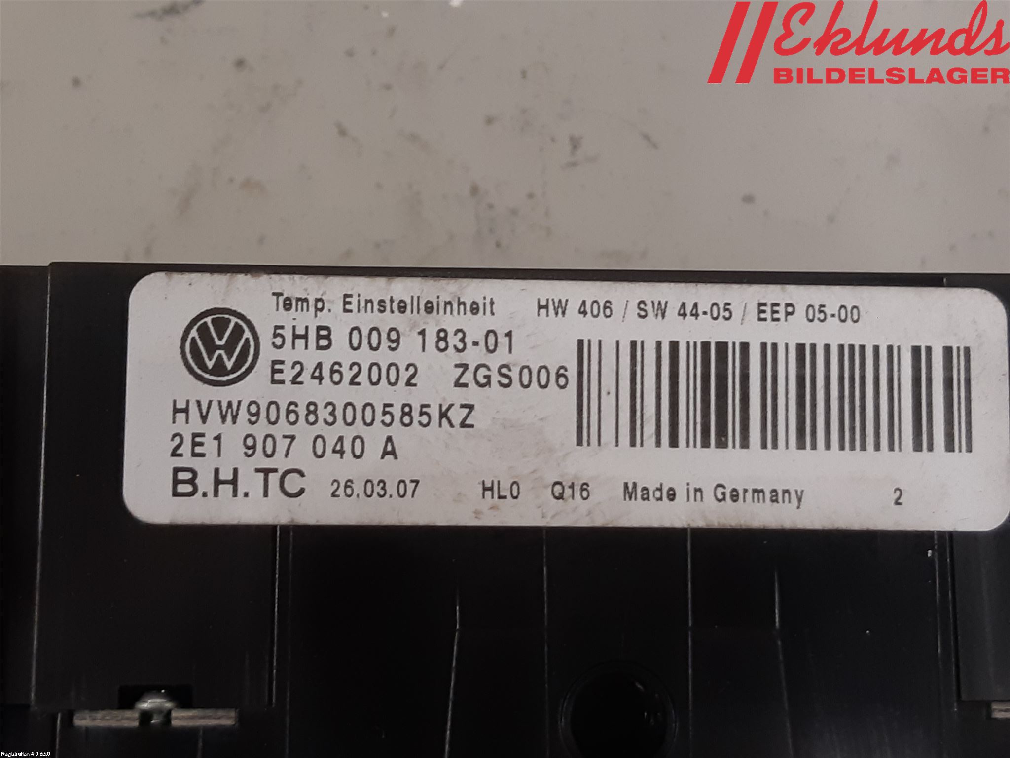 Volkswagen VW CRAFTER 06-16 Ac Styrenhet Ac Manöveren