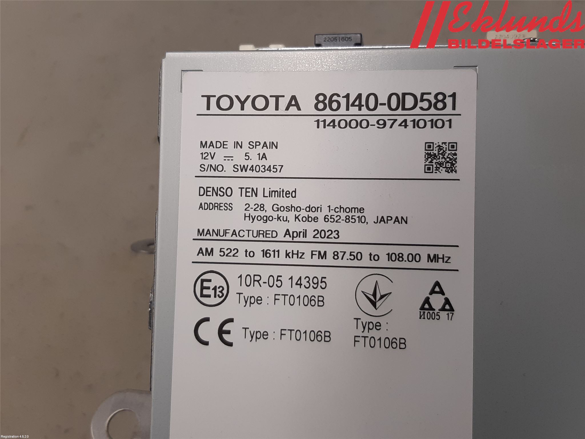 Toyota YARIS XP21 20- Cd Radio - Multimediapanel