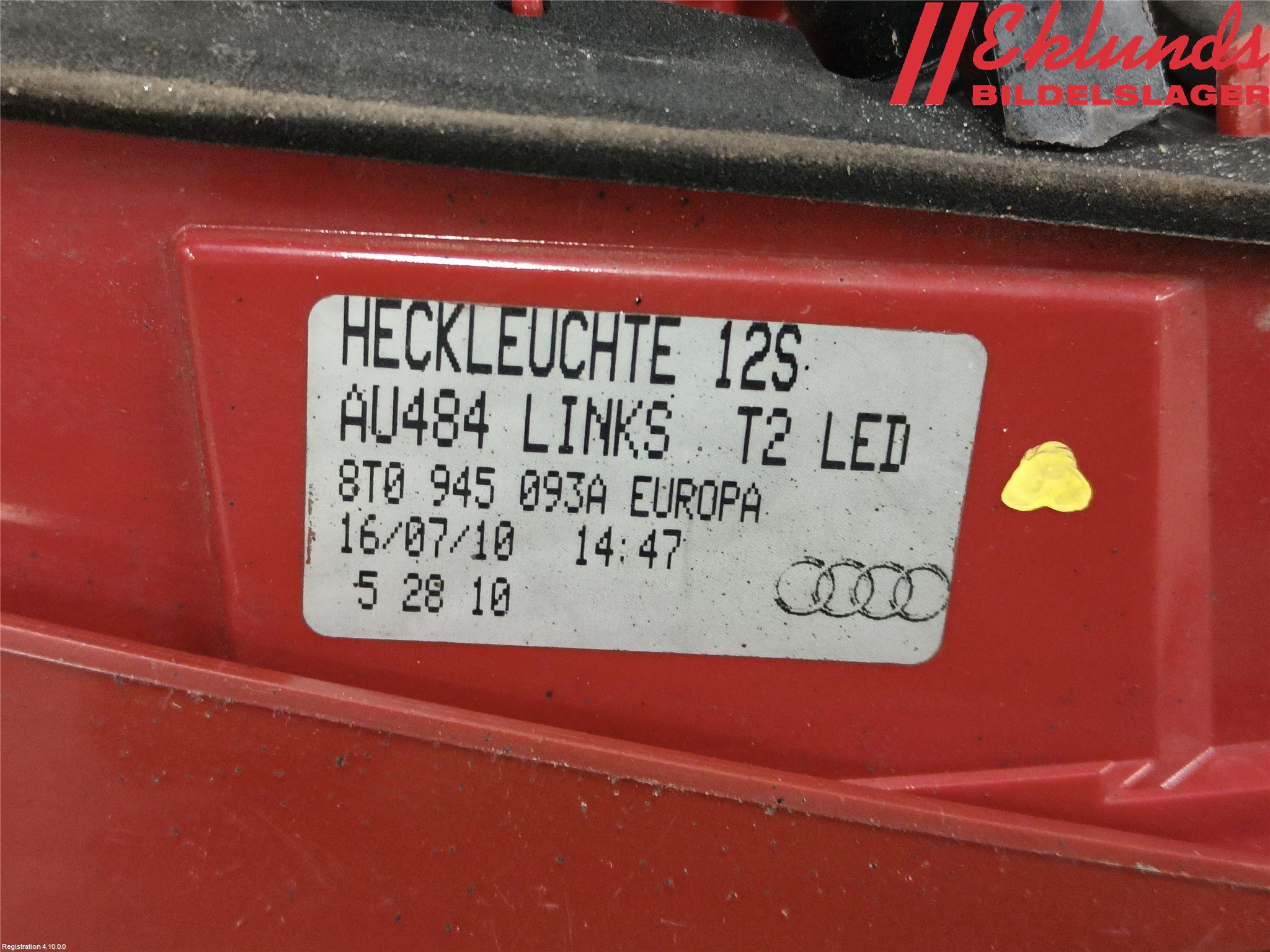 Audi A5 07-16 Bakljus Lucka Vä