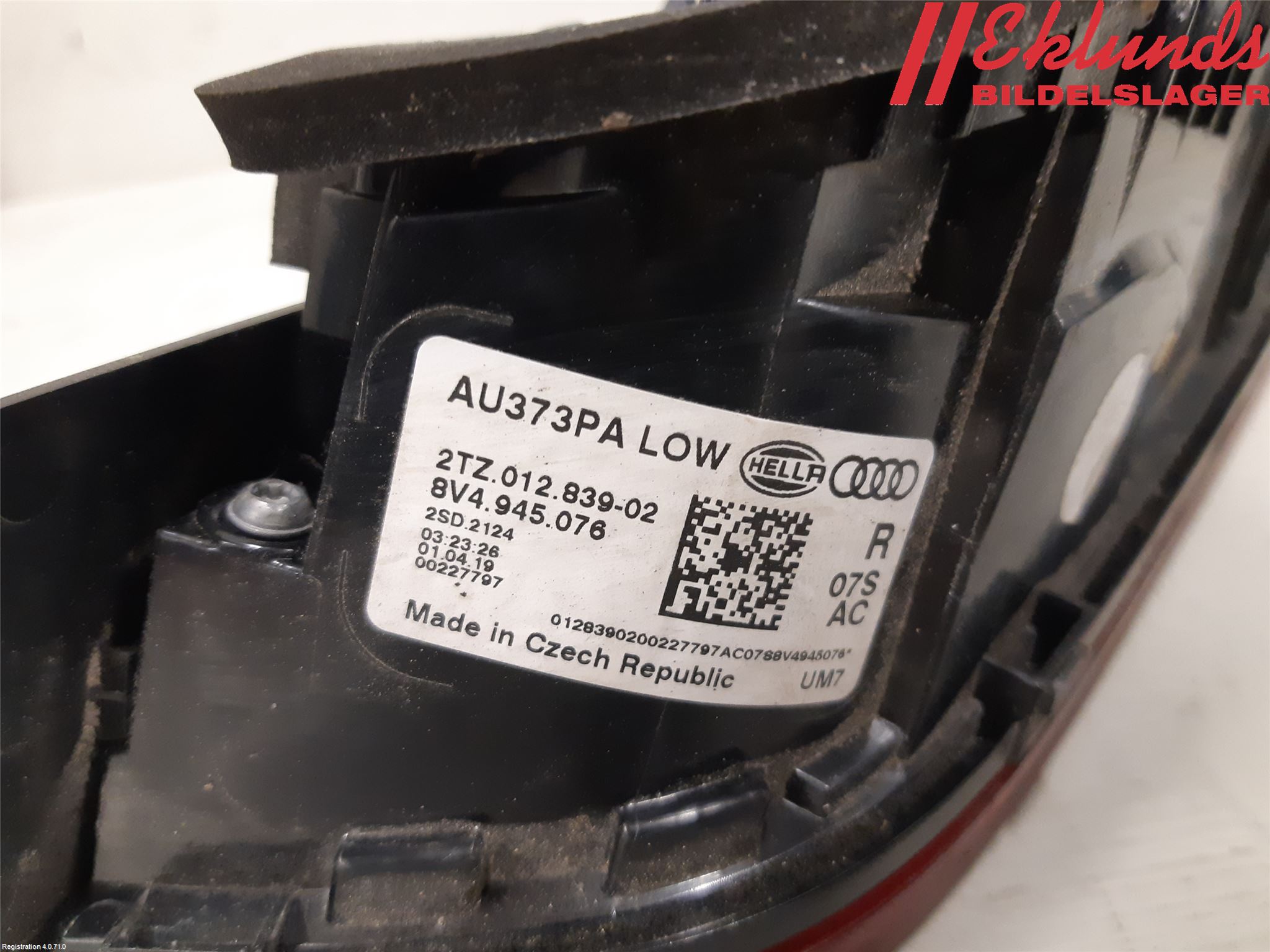 Audi A3/S3 8V 13-20 Bakljus Lucka Hö