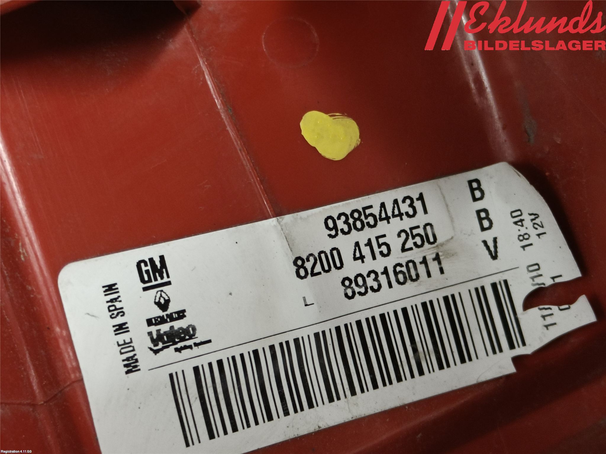 Opel VIVARO 01-14 Bakljus Vänster