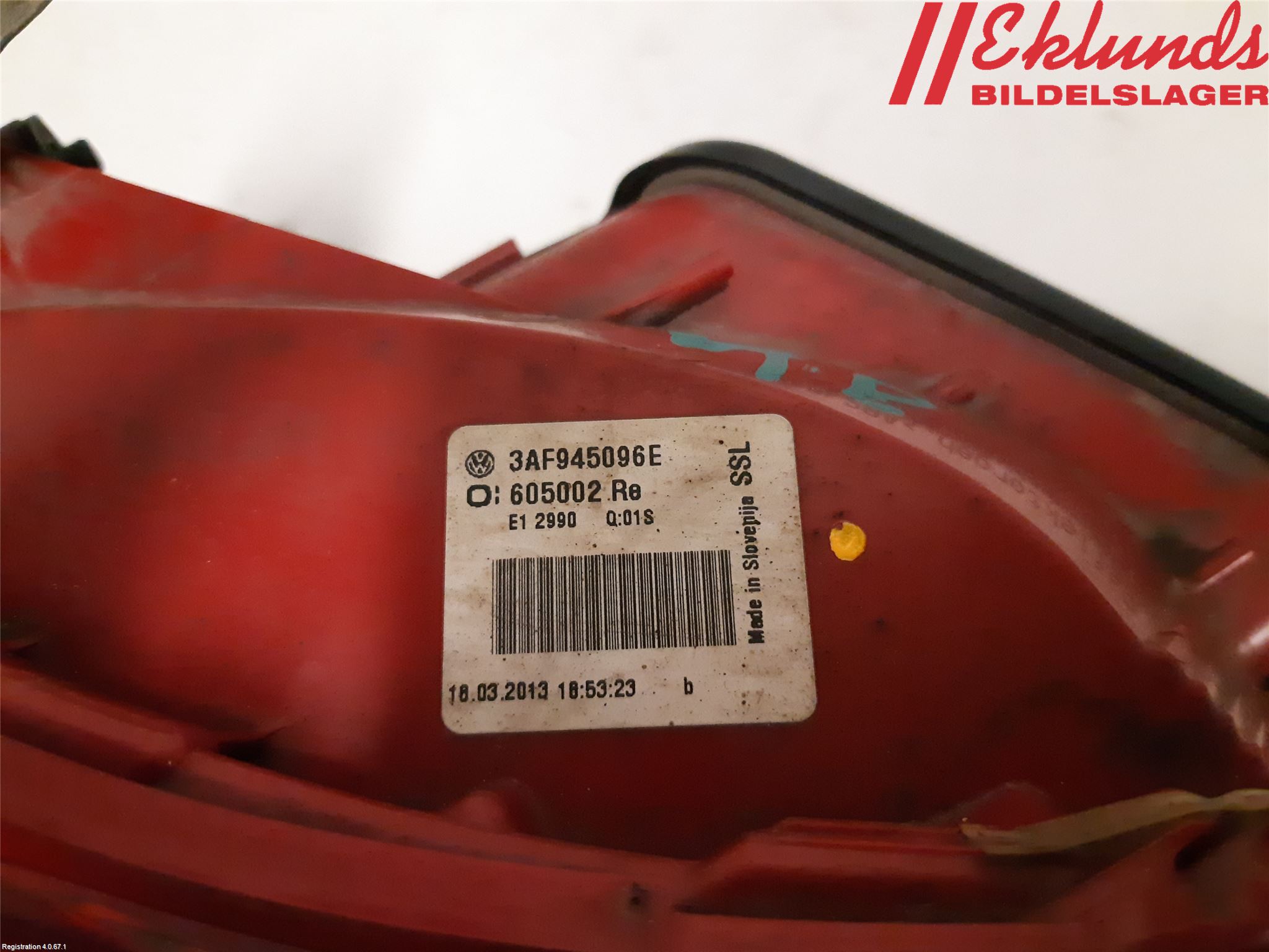 Volkswagen VW PASSAT 11-14 Bakljus Höger