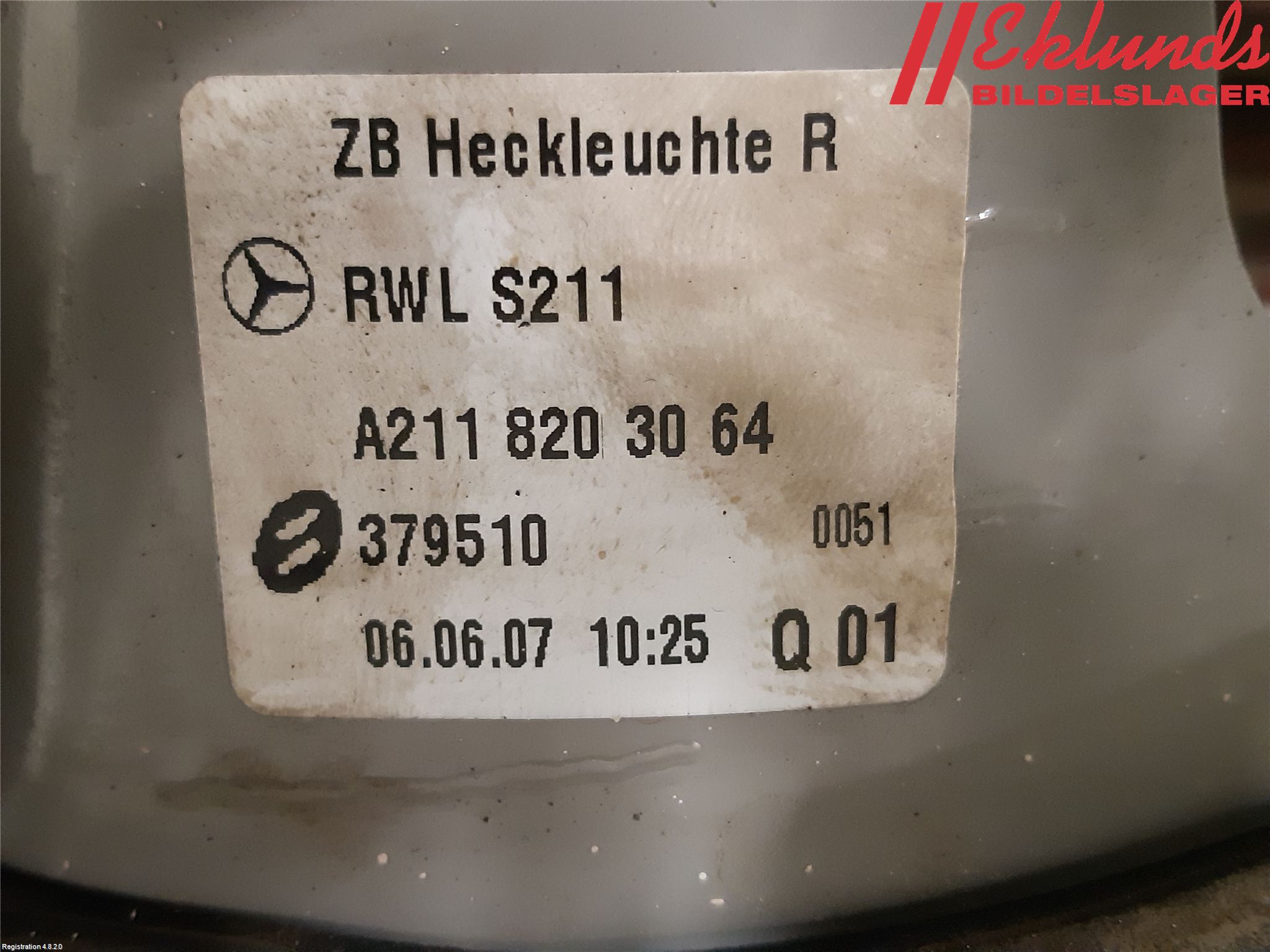 Mercedes-Benz MB E-KLASS (W211) 02-09 Bakljus Lucka Hö
