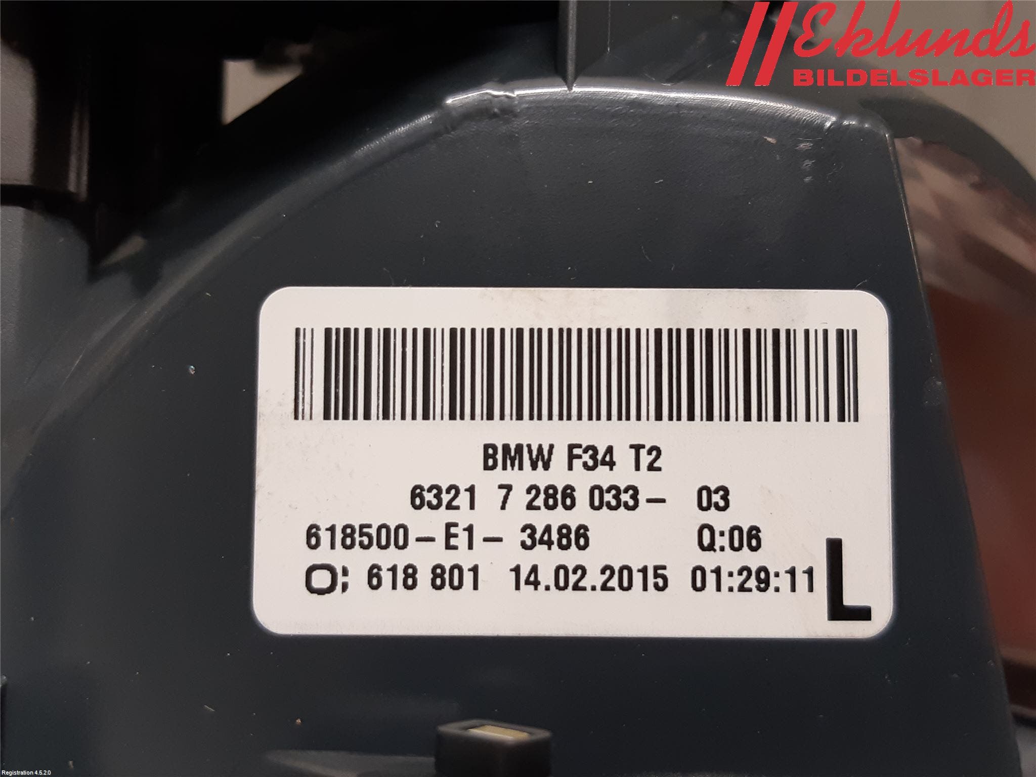 BMW 3 GT F34 13-19 Bakljus Lucka Vä