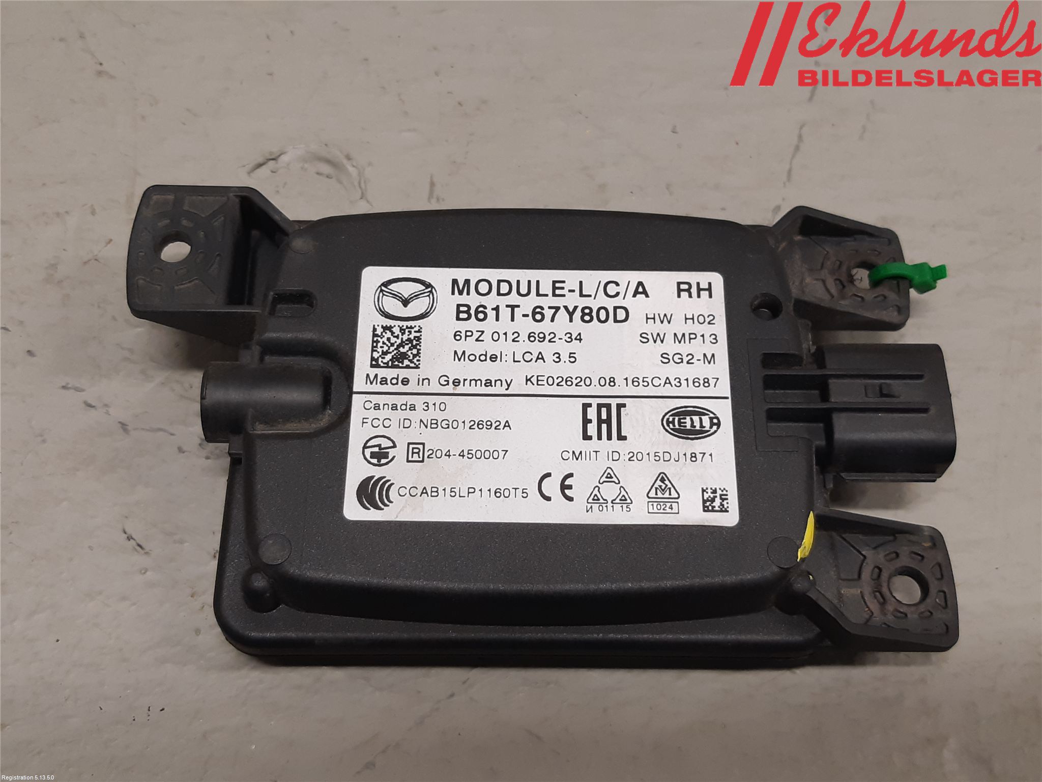 Mazda 3 III 14-19 Sensor Aktivt Kollisionsskydd