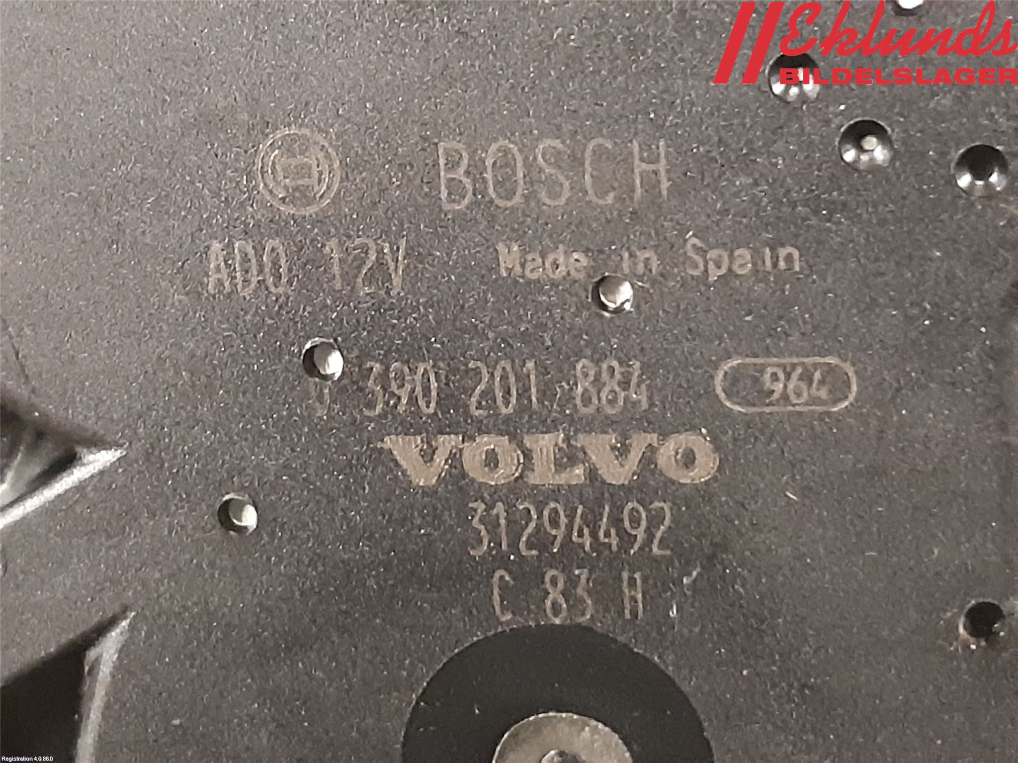 Volvo V60 11-13 Torkarmotor Baklucka
