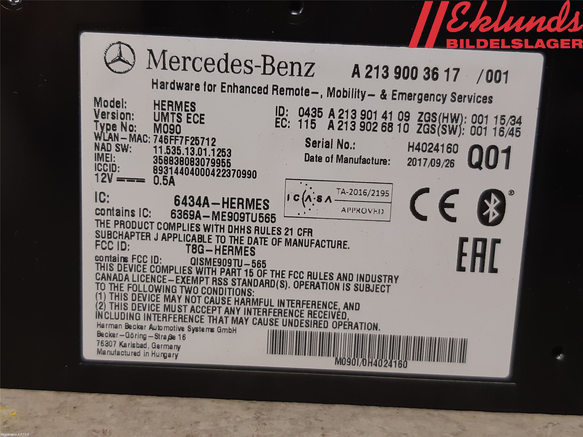 Mercedes-Benz MB X-KLASS (BR 470) 18-20 Styrenhet Övrigt