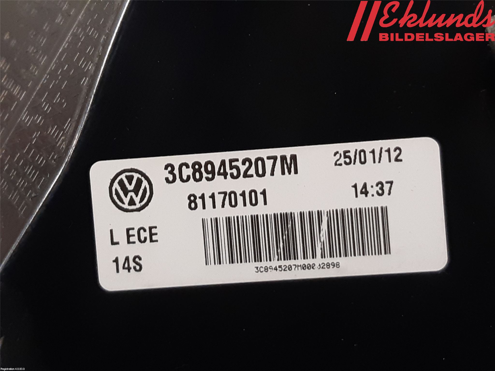 Volkswagen VW PASSAT CC 08-16 Bakljus Vänster
