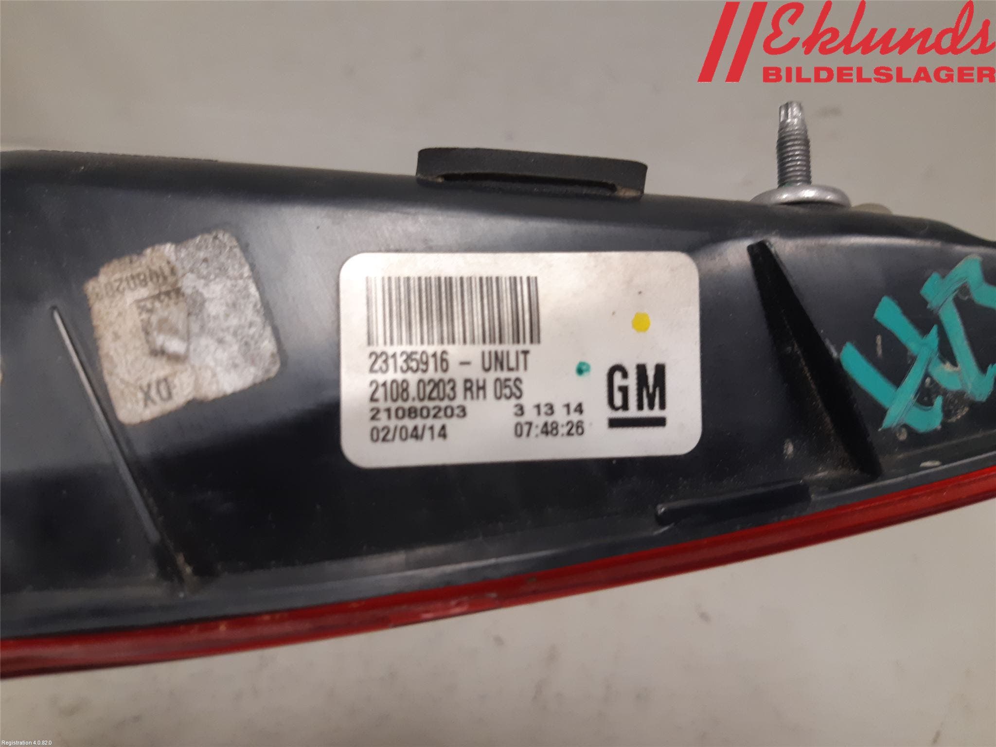 Opel INSIGNIA 09-16 Bakljus Lucka Hö