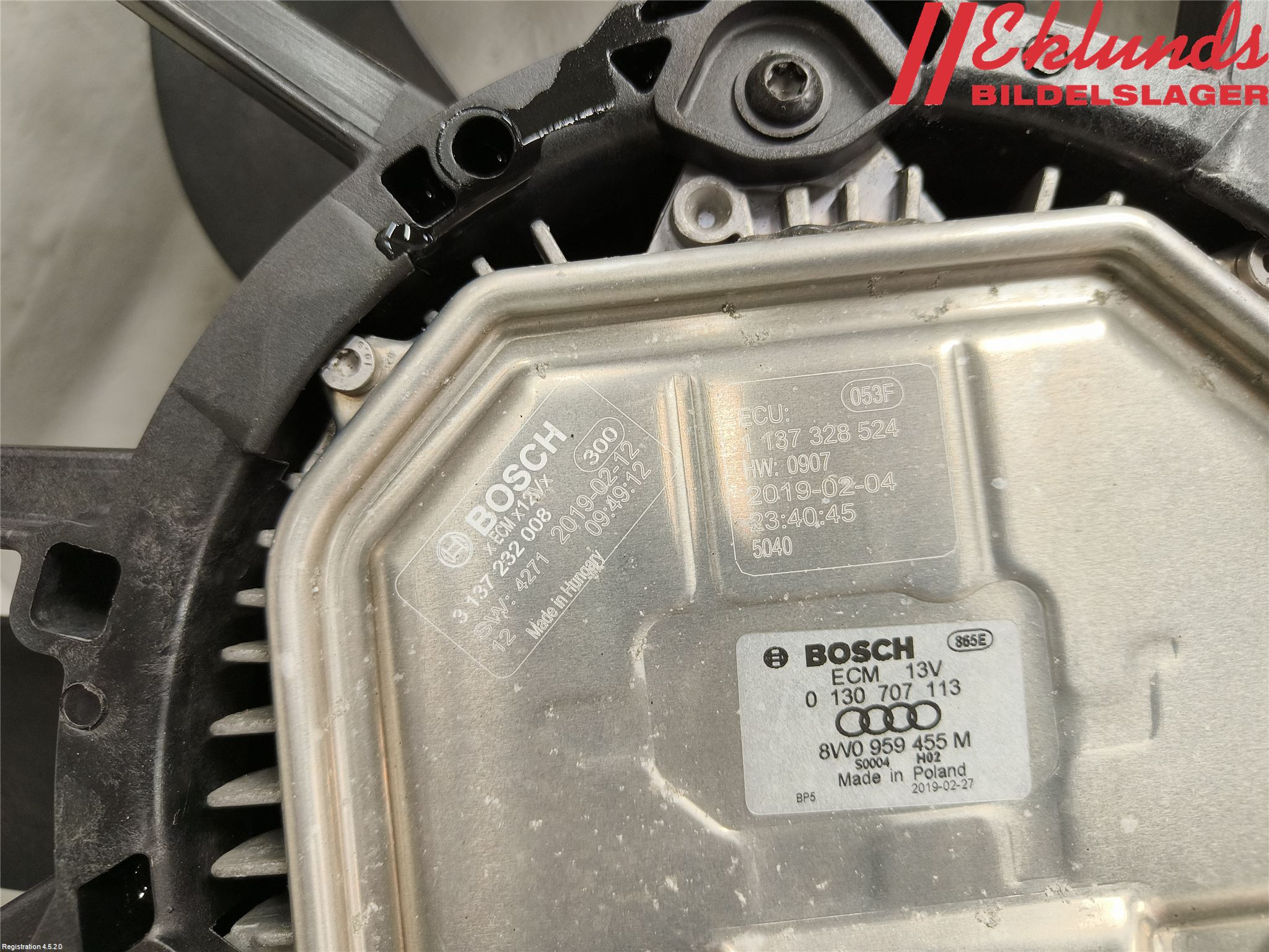 Audi A4/S4 B9 16-19 Kylfläkt El