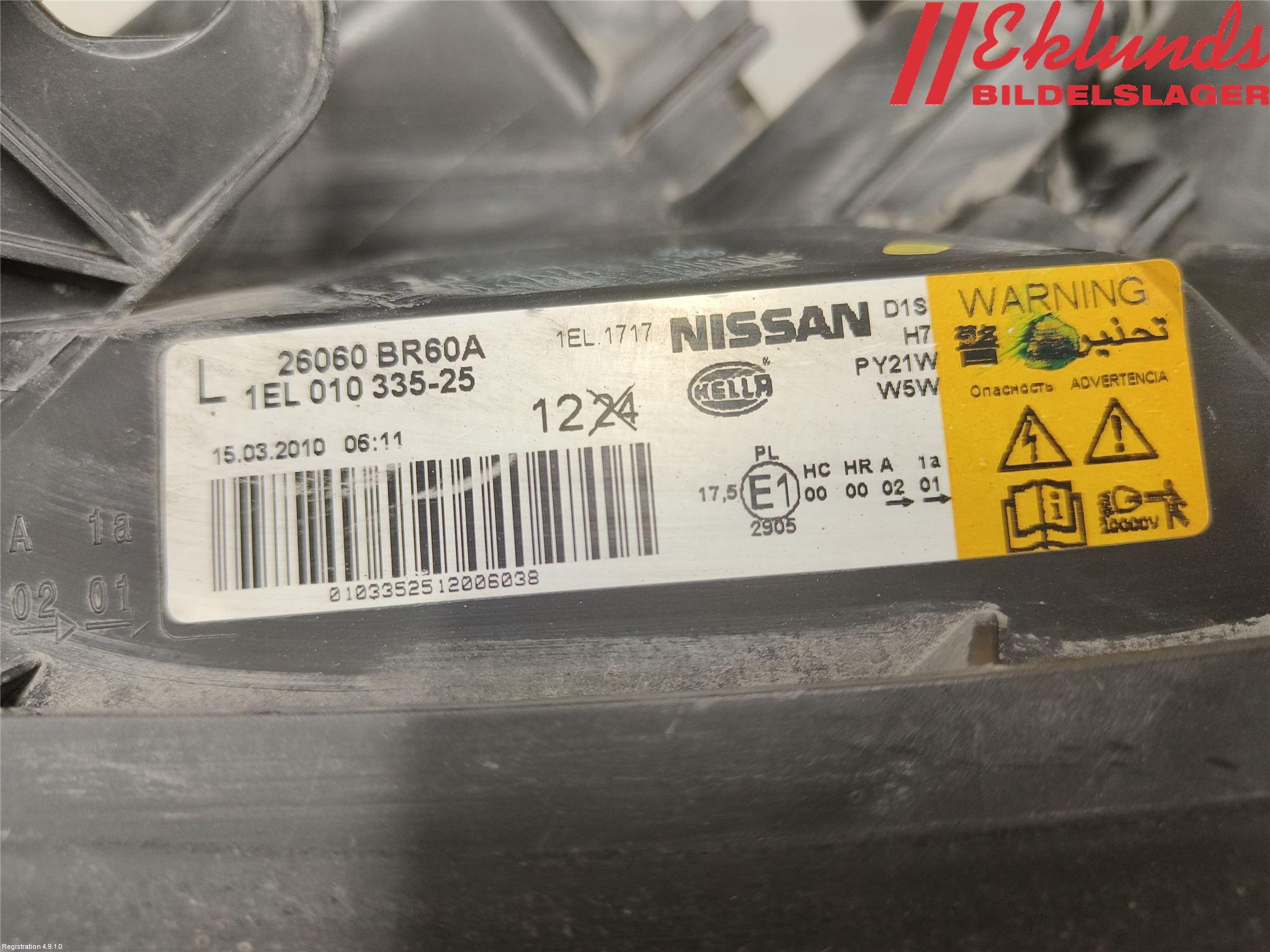 Nissan QASHQAI 10-14 Strålkastare Vänster