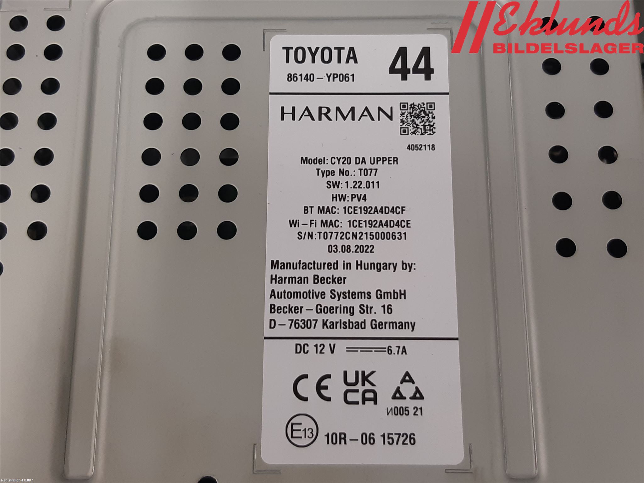 Toyota YARIS XP21 20- Cd Radio - Multimediapanel