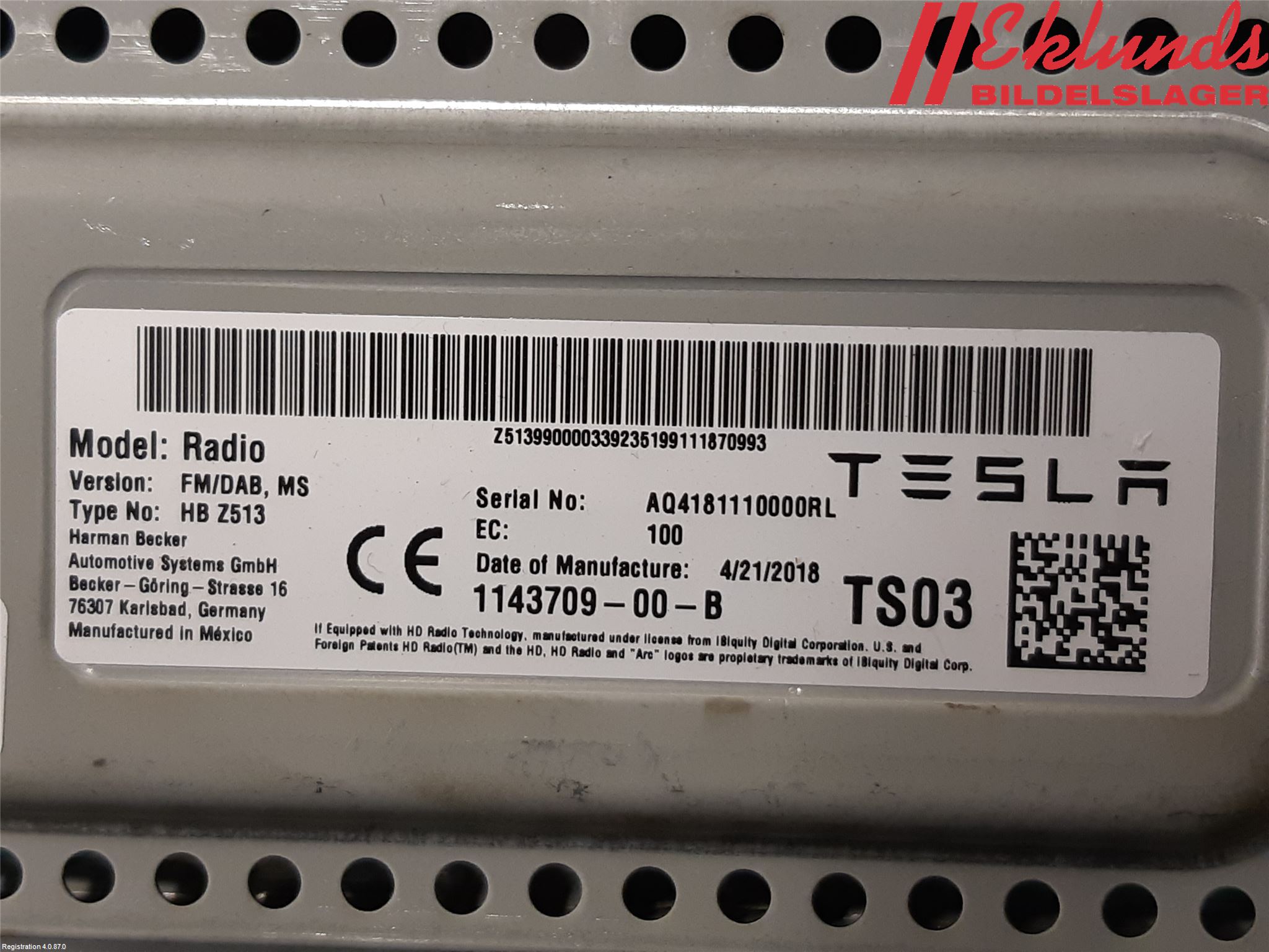 Tesla MODEL S 13- Radio Övrigt