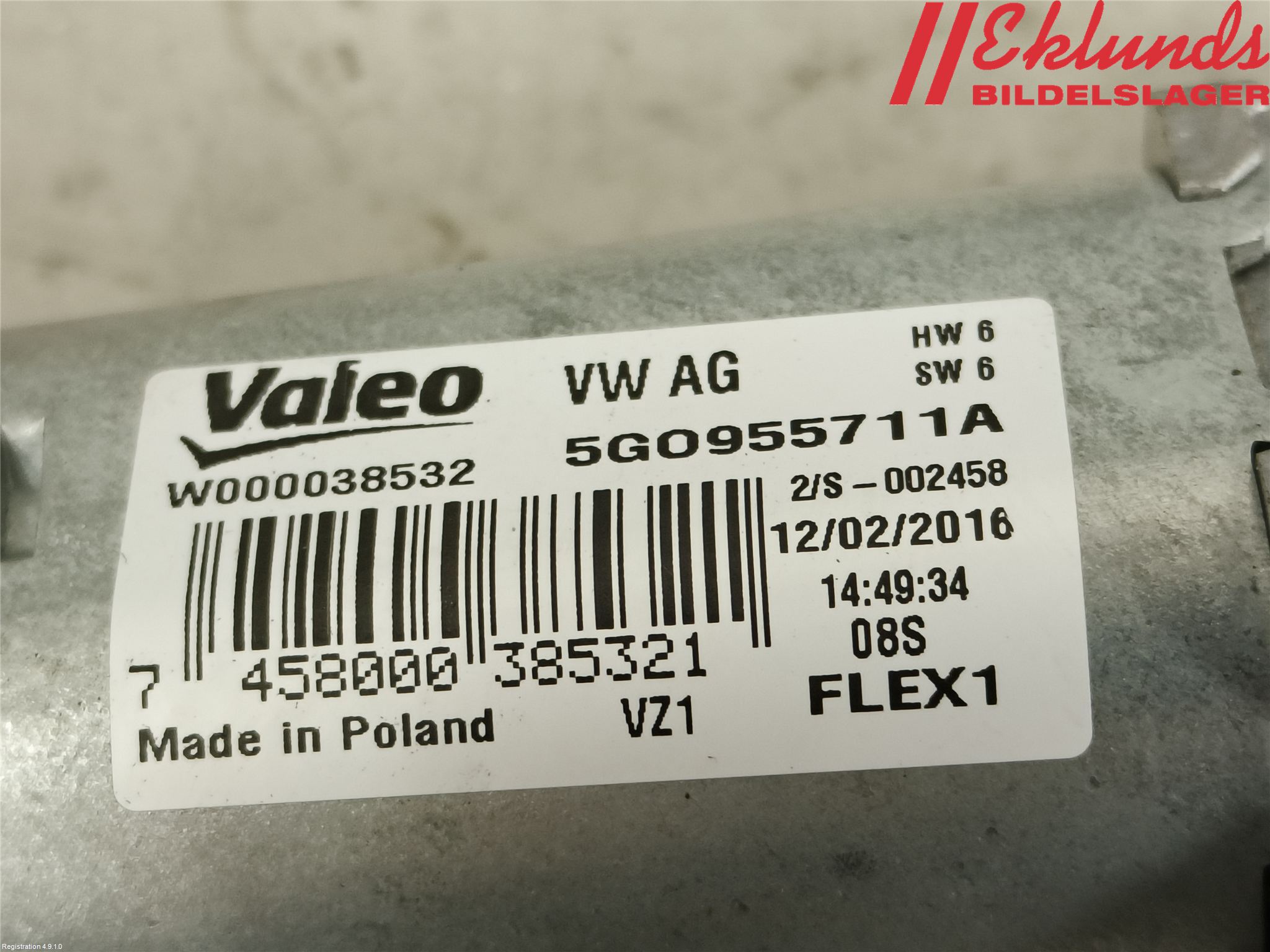Volkswagen VW GOLF / E-GOLF VII 13-20 Torkarmotor Baklucka