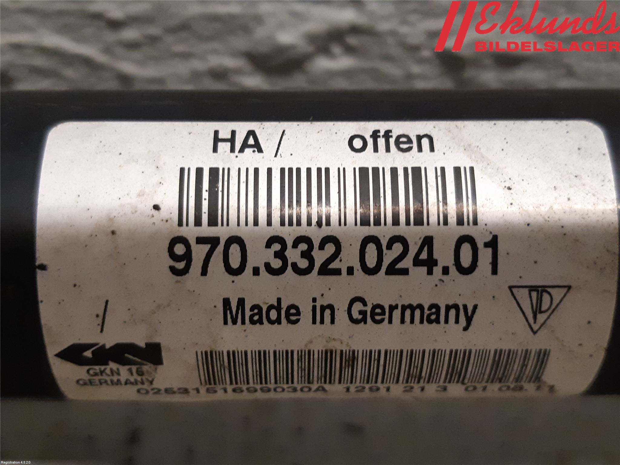 Porsche PANAMERA 09- Drivaxel Bak Höger